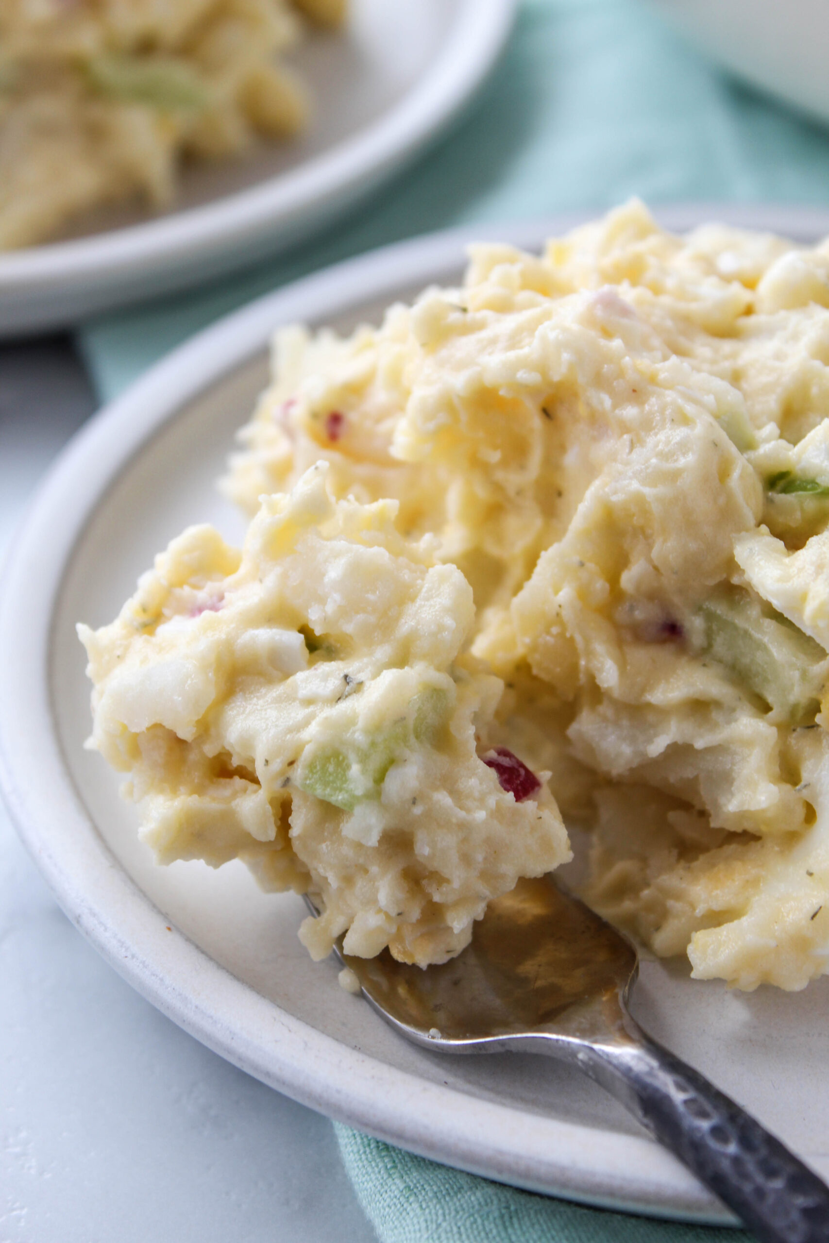Creamy classic potato salad with potatoes, eggs, celery, and mayonnaise