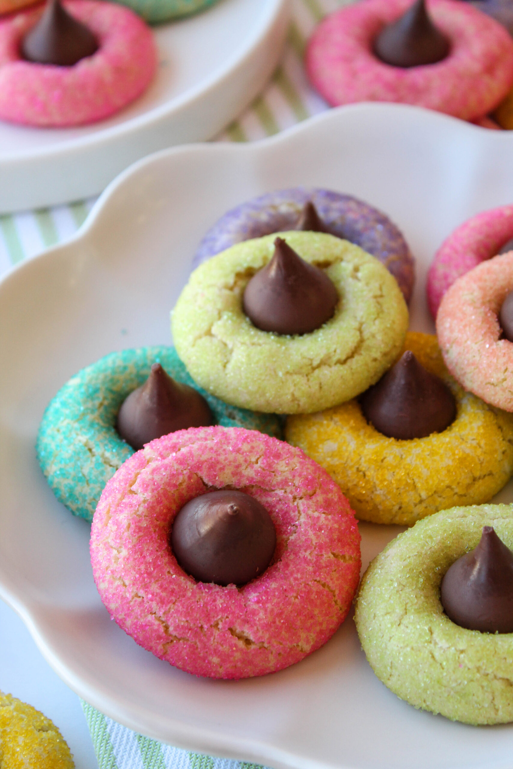 Sugar cookies with chocolate candy centers