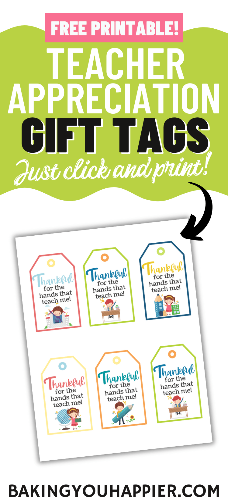 Thankful for the Hands That Teach Me Free Printable Gift Tags
