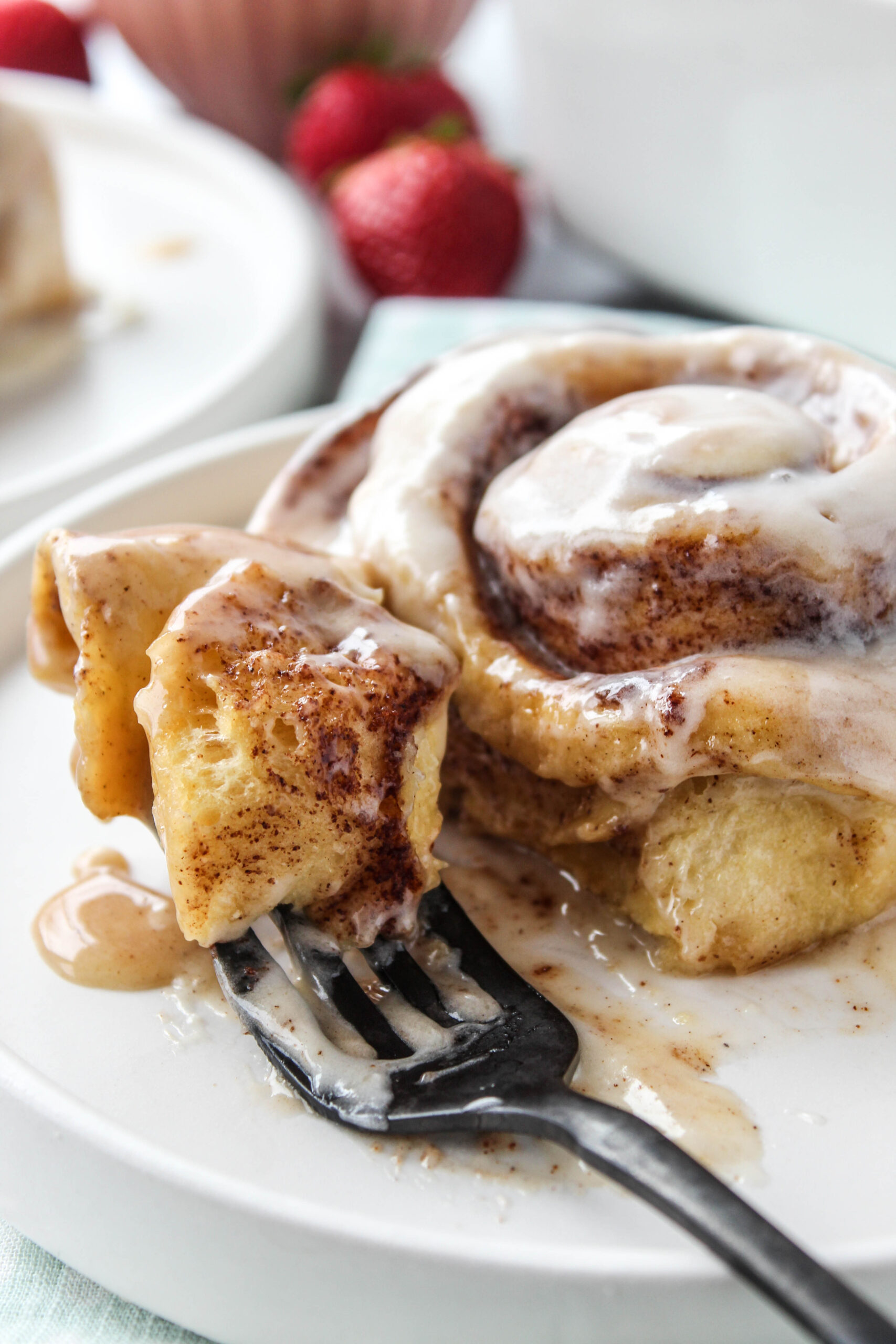 Cinnamon rolls fresh from the oven with golden edges and gooey centers