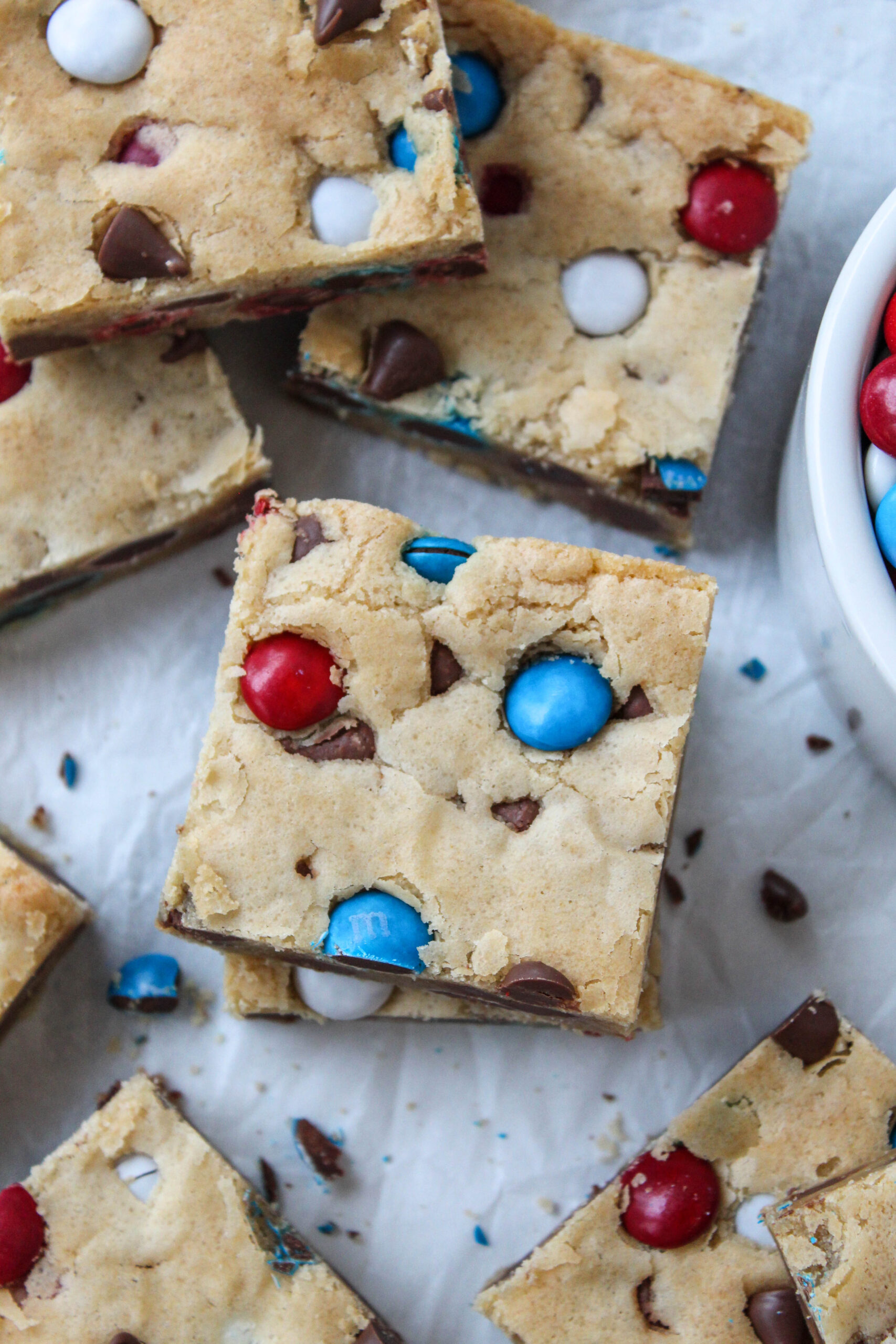 4th of July M&M Cookie Bar Recipe