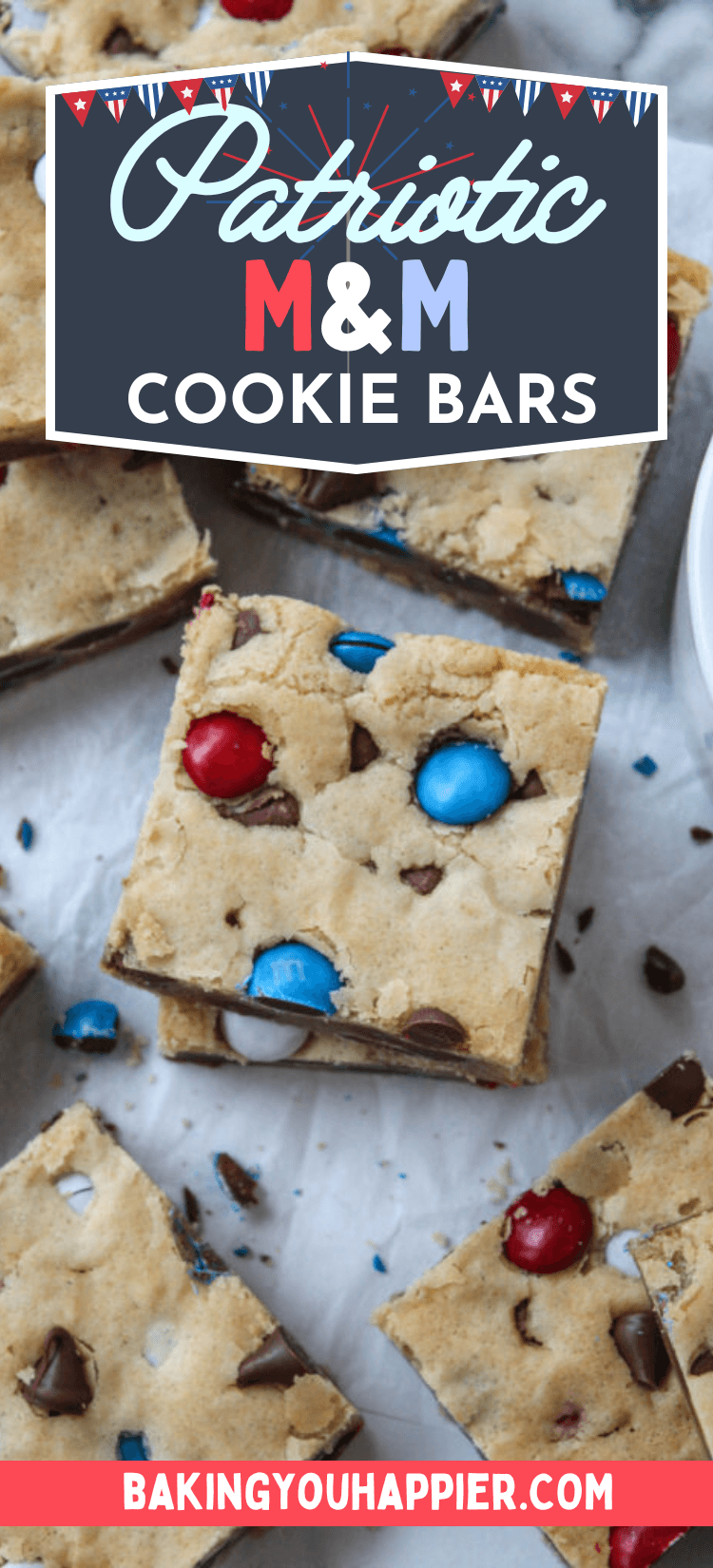 4th of July M&M Cookie Bar Recipe