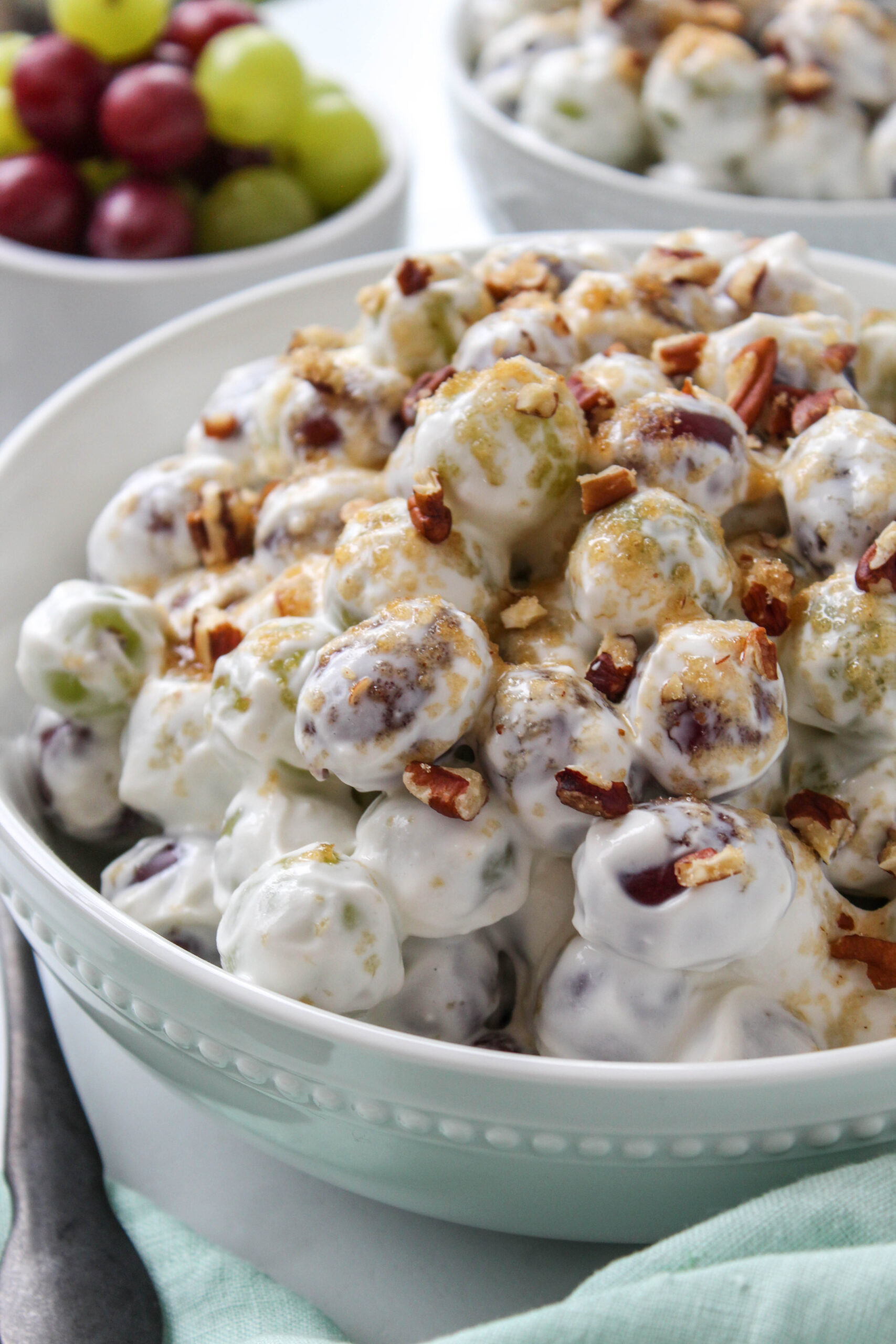 Classic grape salad made with fresh grapes and a creamy dressing