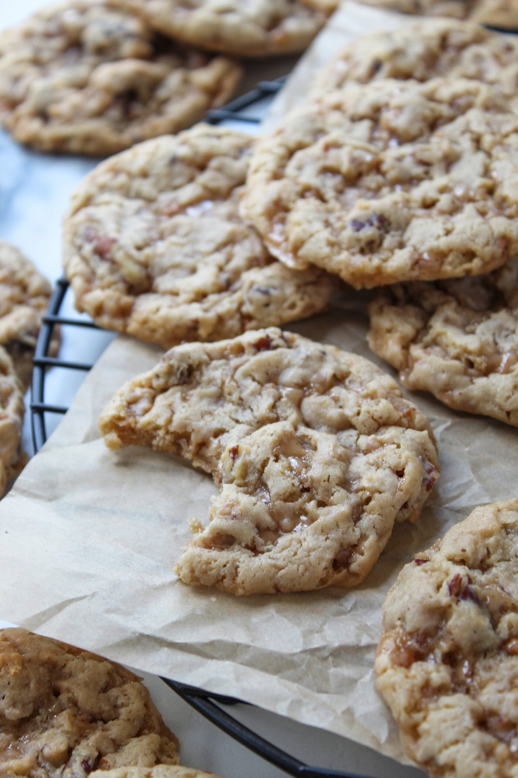 Easy toffee butter pecan cake mix cookies with crisp edges and soft centers