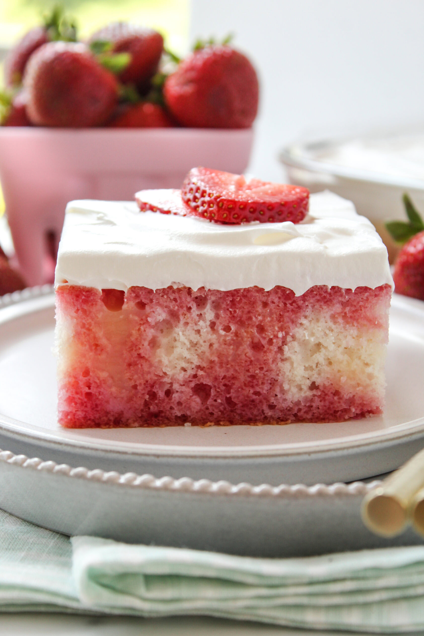 Strawberry Jello Pudding Poke Cake