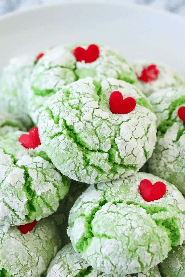 Grinch Crinkle Cookies