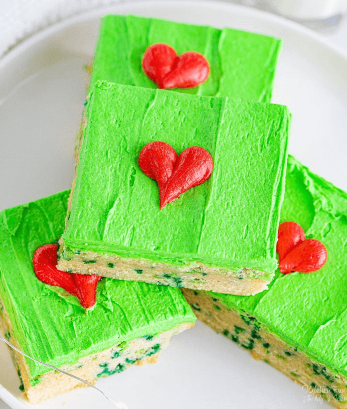 Easy Grinch dessert recipe card for holiday baking
