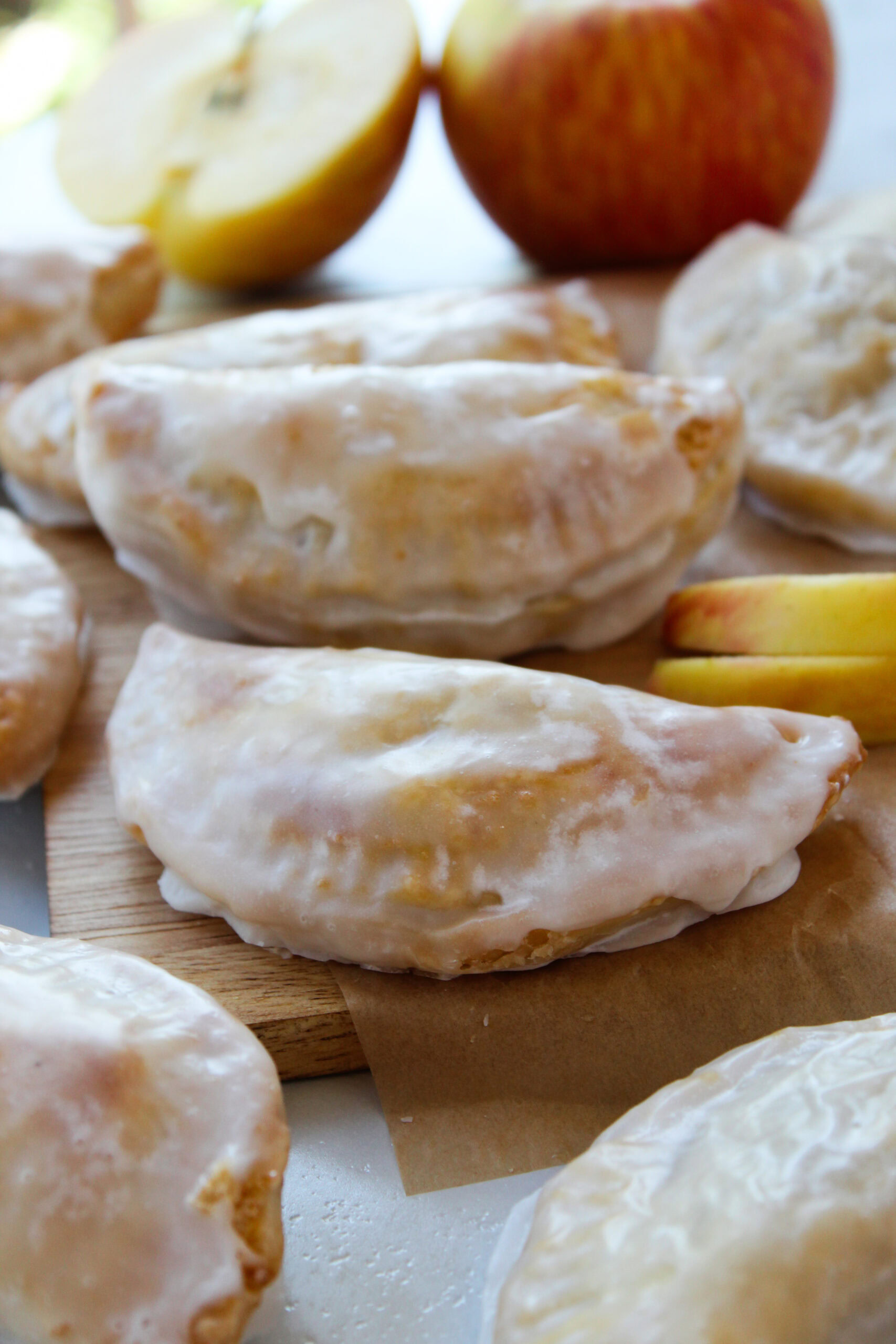 Close‑up of crimped edges on baked apple hand pies