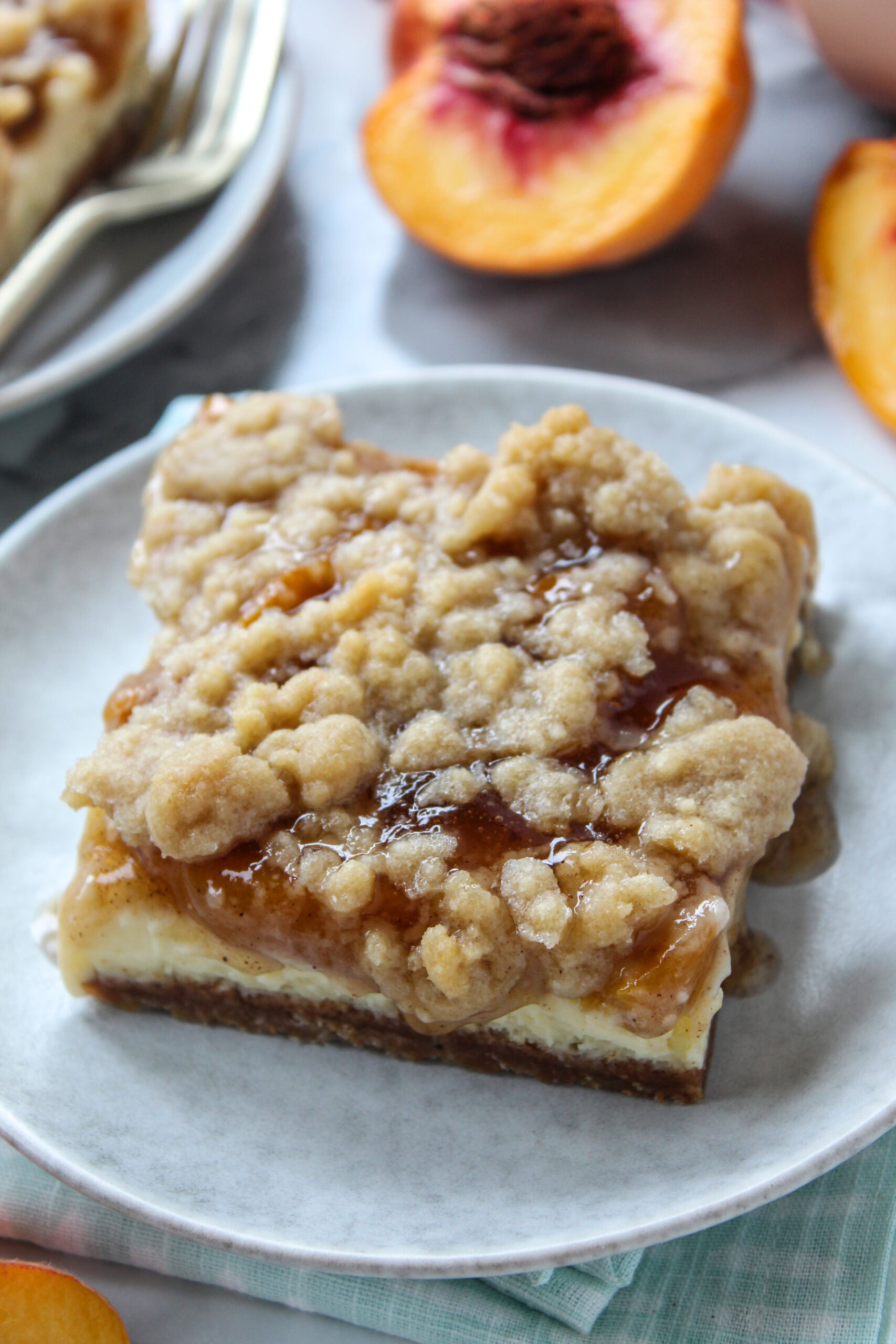 Peach Cobbler Cheesecake Bars Recipe