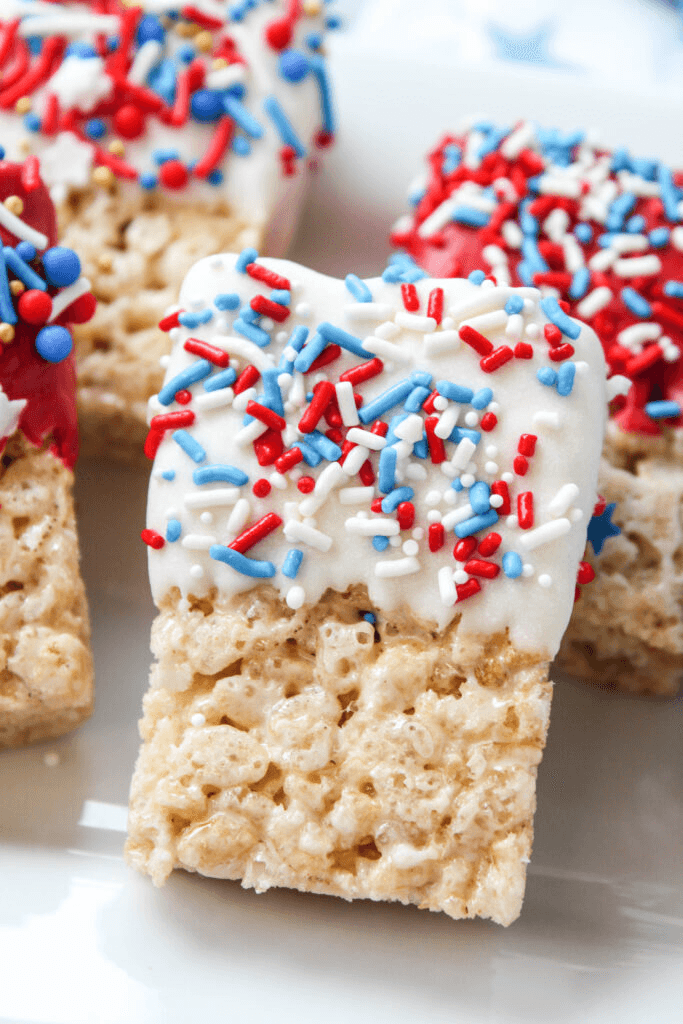 Patriotic Dipped Rice Krispie Treats