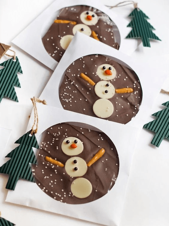 Snowman Chocolate Bark