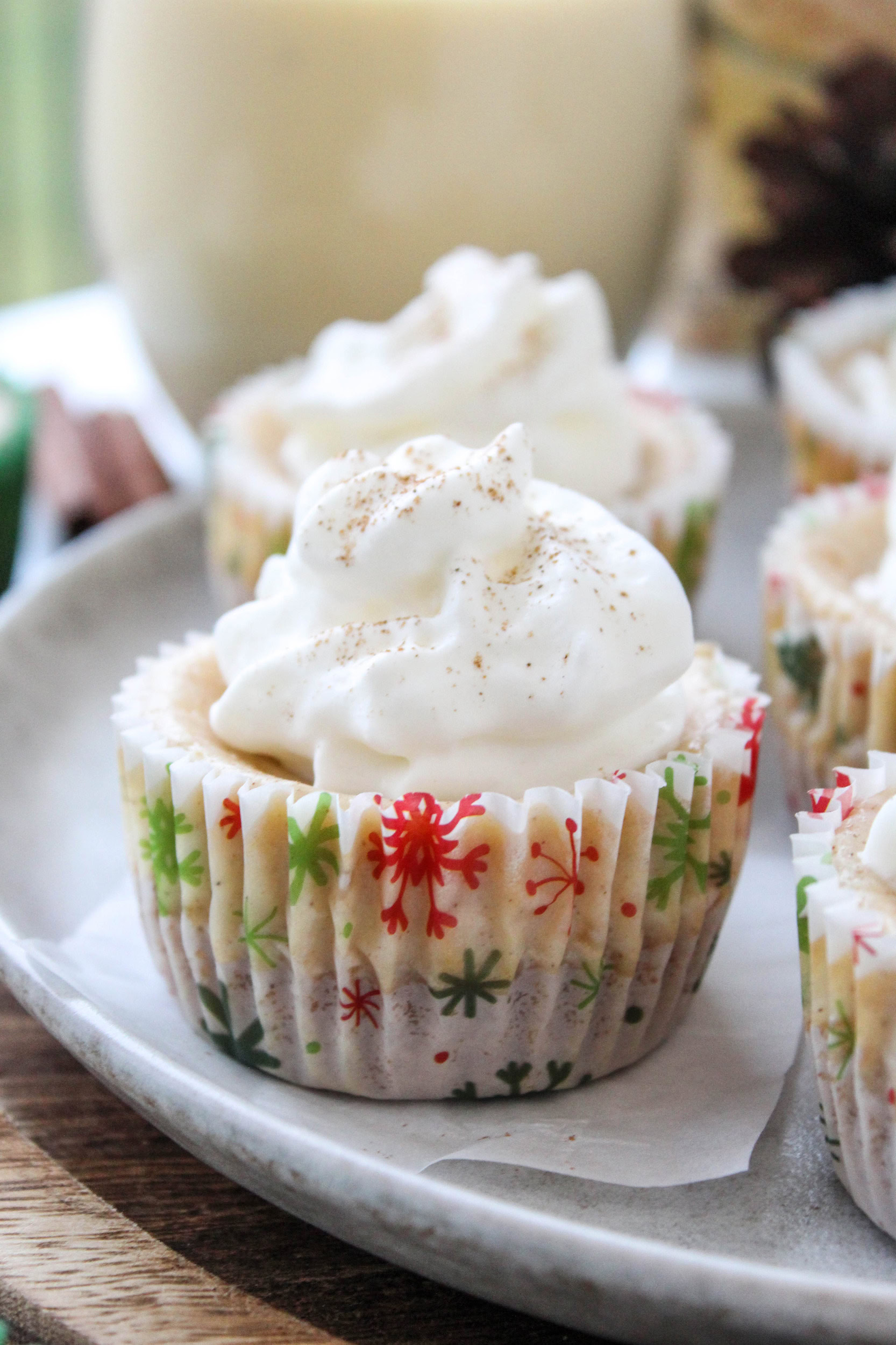 Mini Eggnog Cheesecakes
