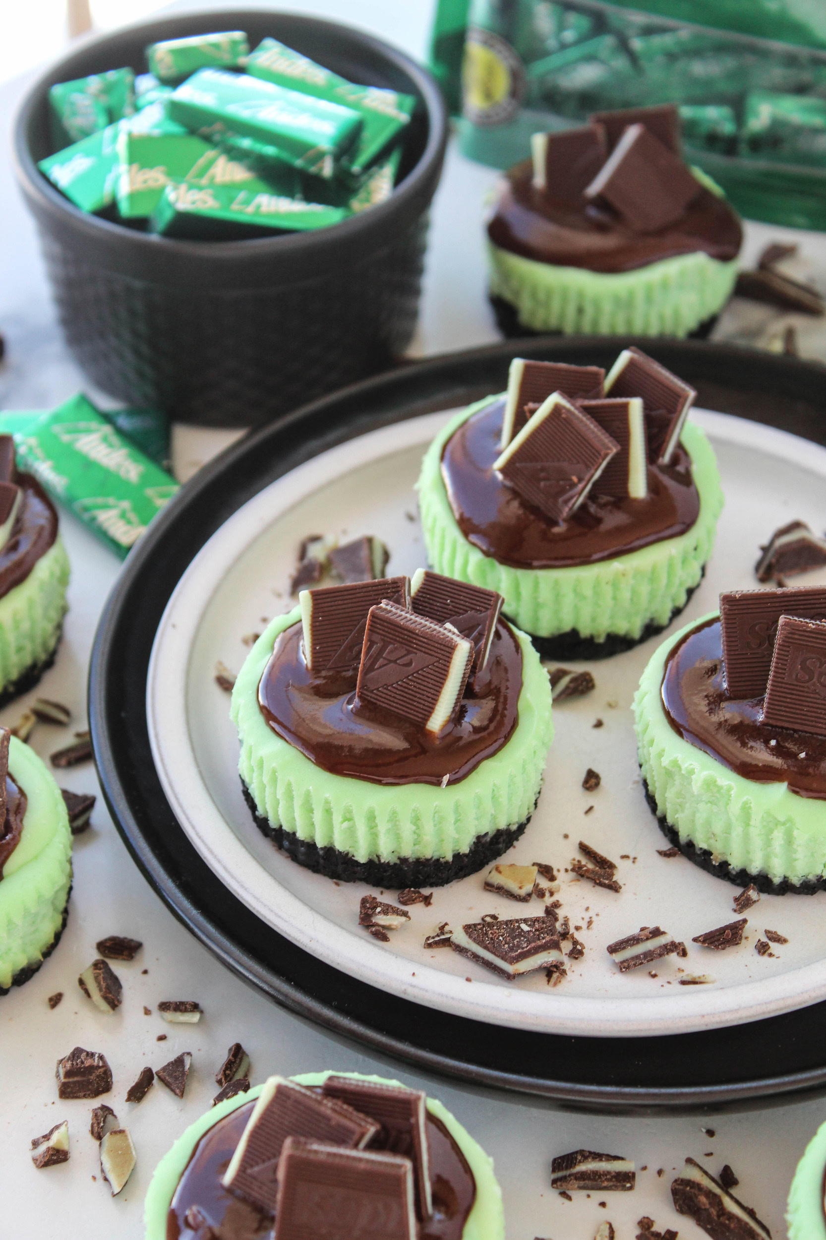 Andes Mint Mini Cheesecakes