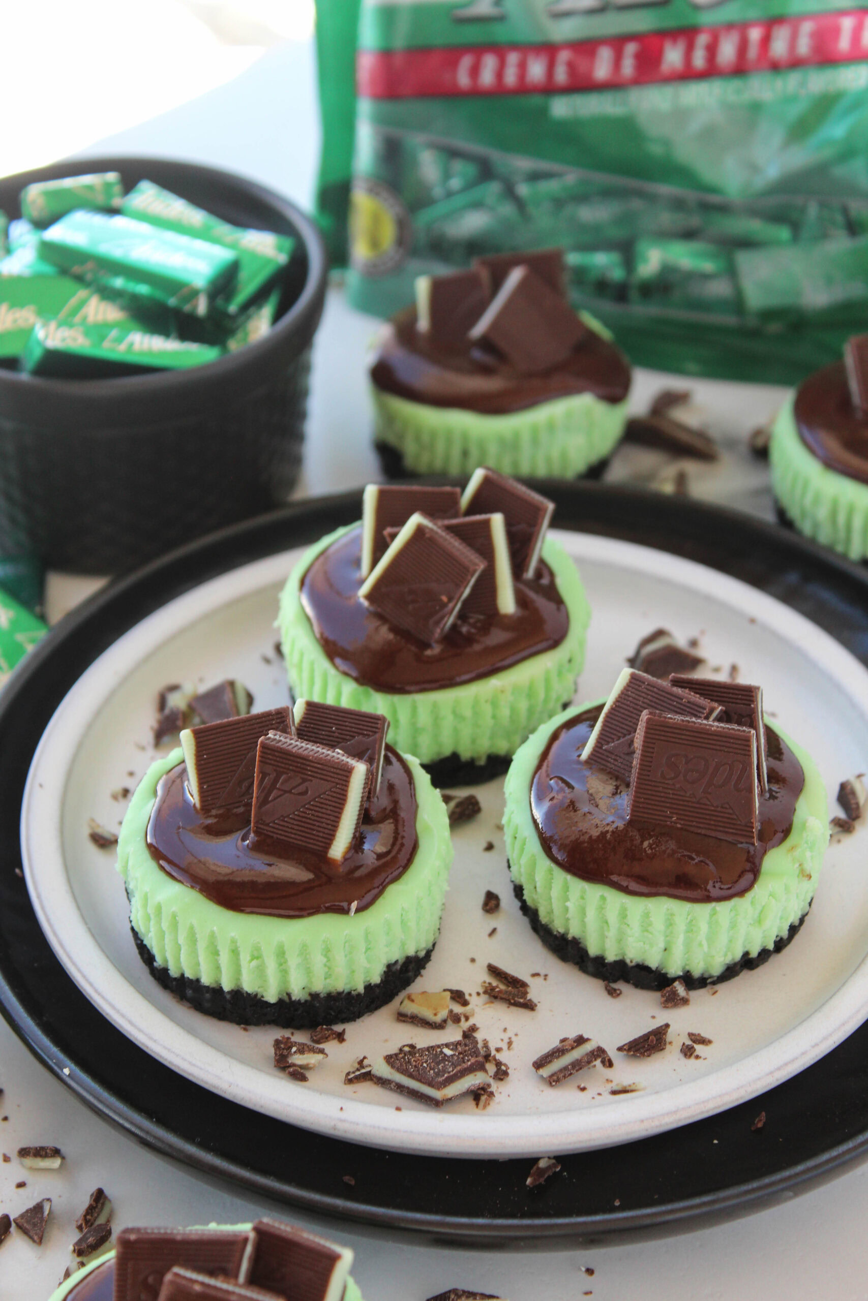 Andes Mint Mini Cheesecakes