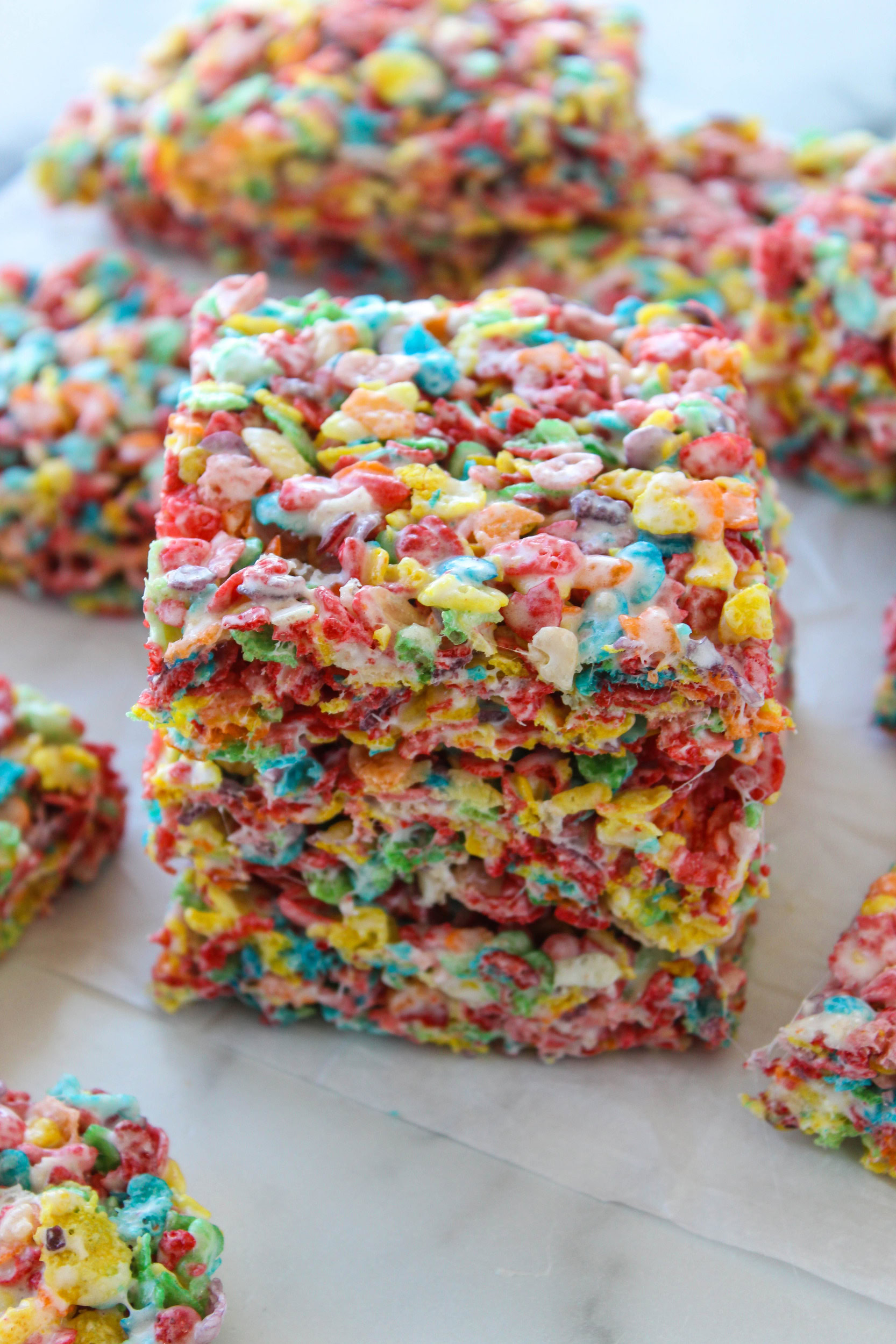 Stack of Fruity Pebbles treats