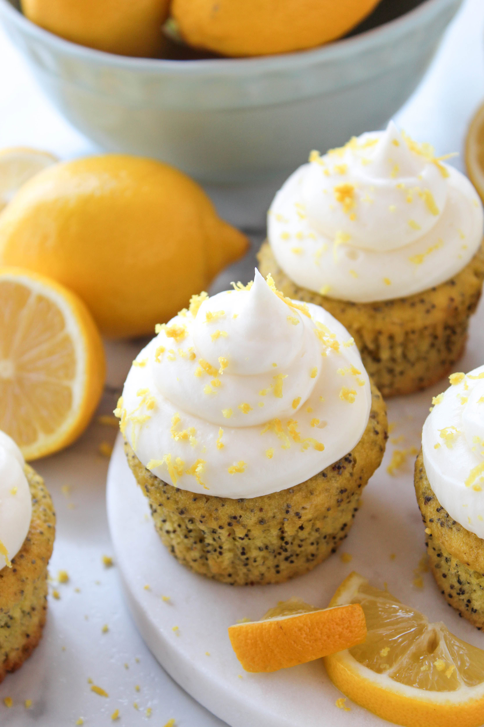 Easy lemon poppy seed cupcakes with cake mix and tangy lemon cream cheese frosting