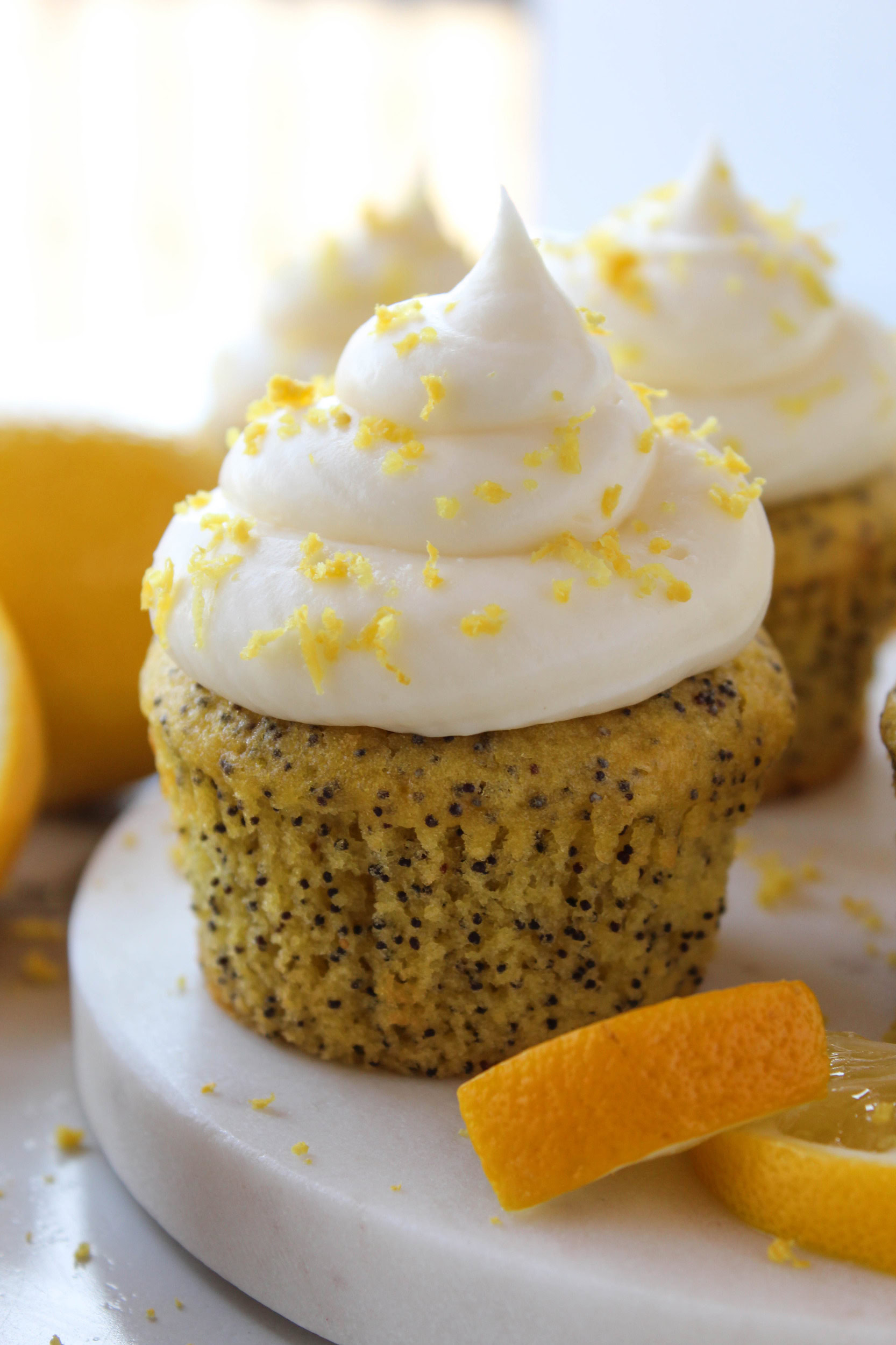 Lemon poppy seed cupcakes made with cake mix