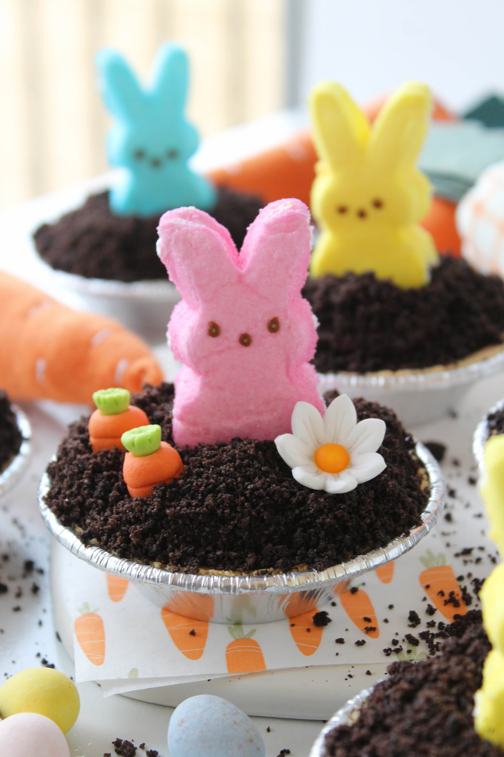 Mini Peeps Dirt Cake Pies