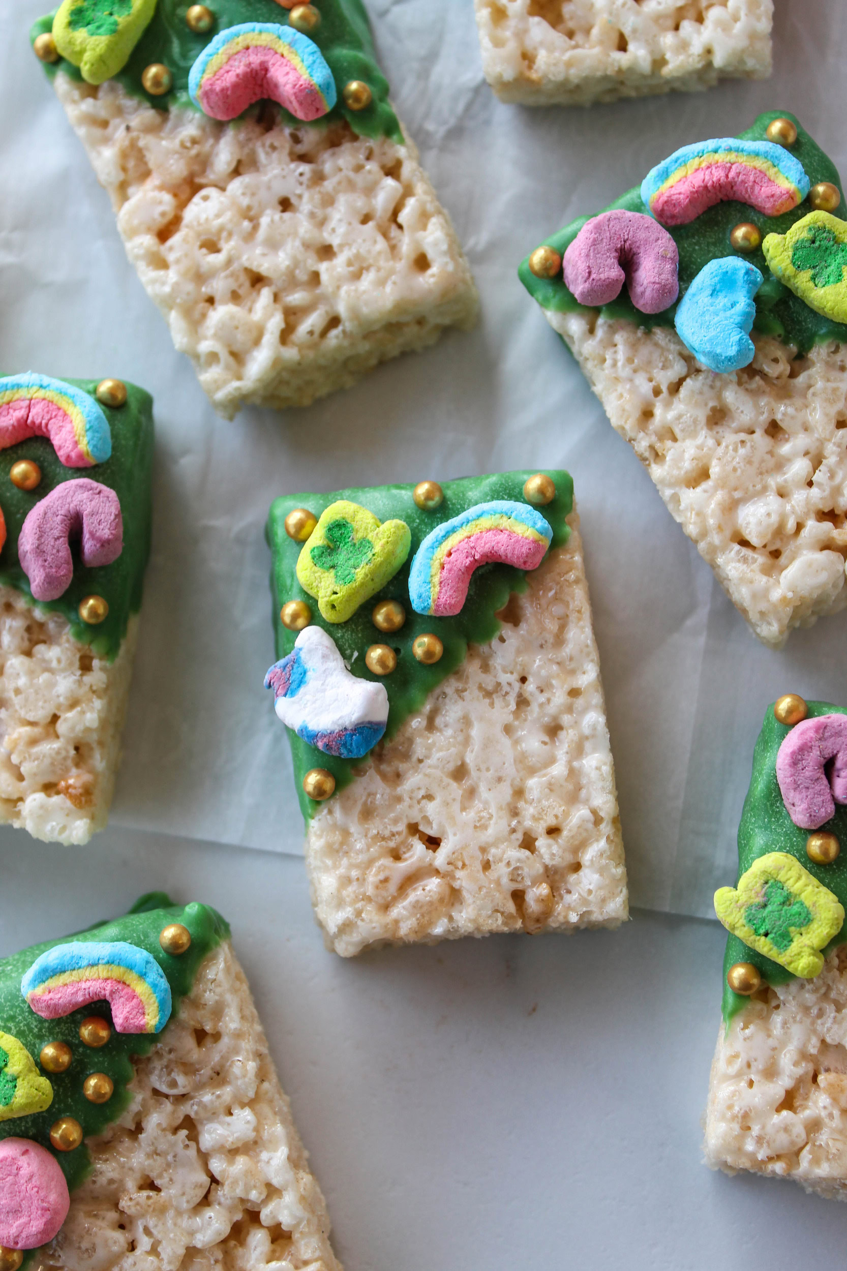 St. Patrick's Day Dipped Rice Krispie Treats