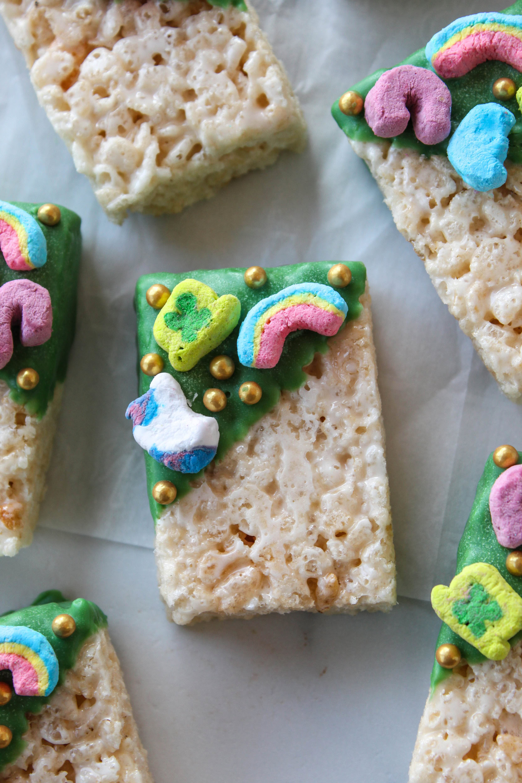 St. Patrick's Day Dipped Rice Krispie Treats
