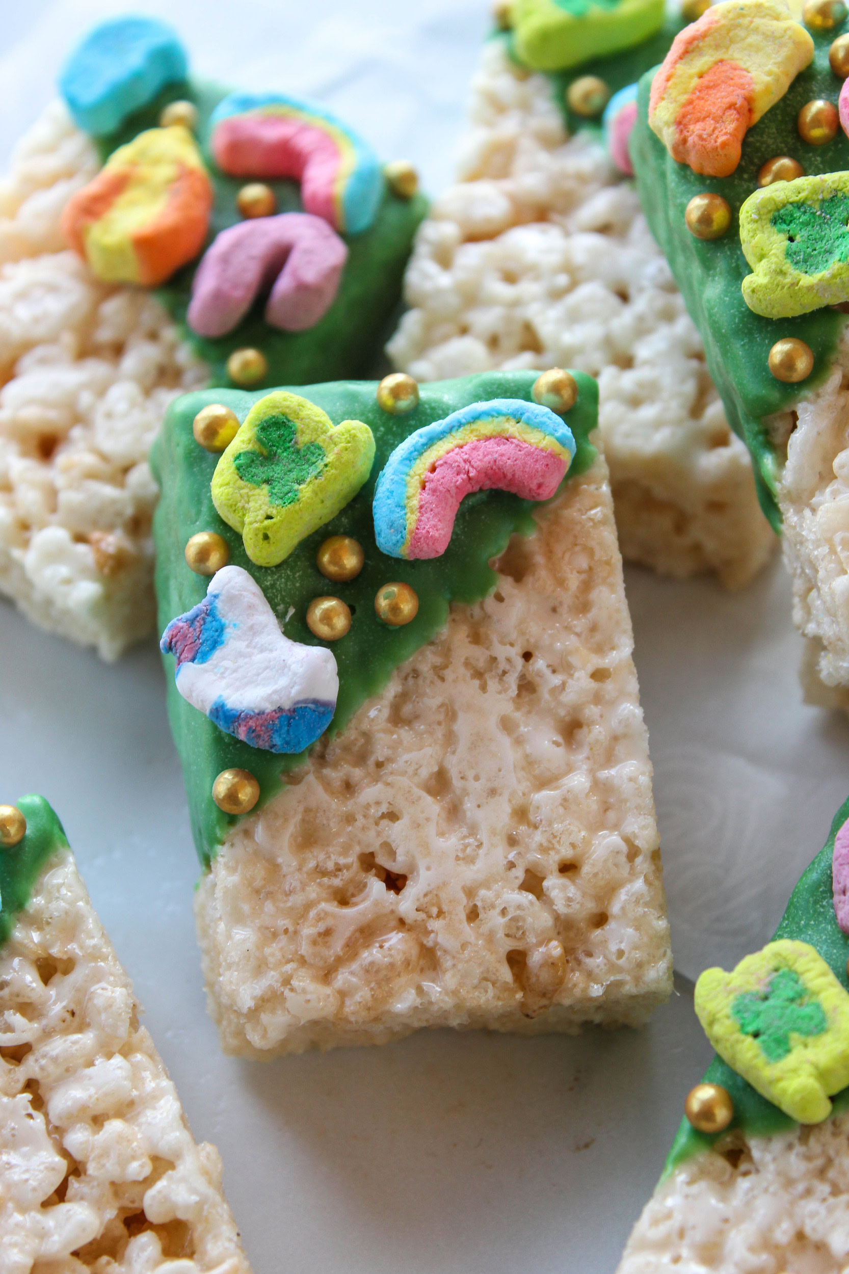 St. Patrick's Day Dipped Rice Krispie Treats