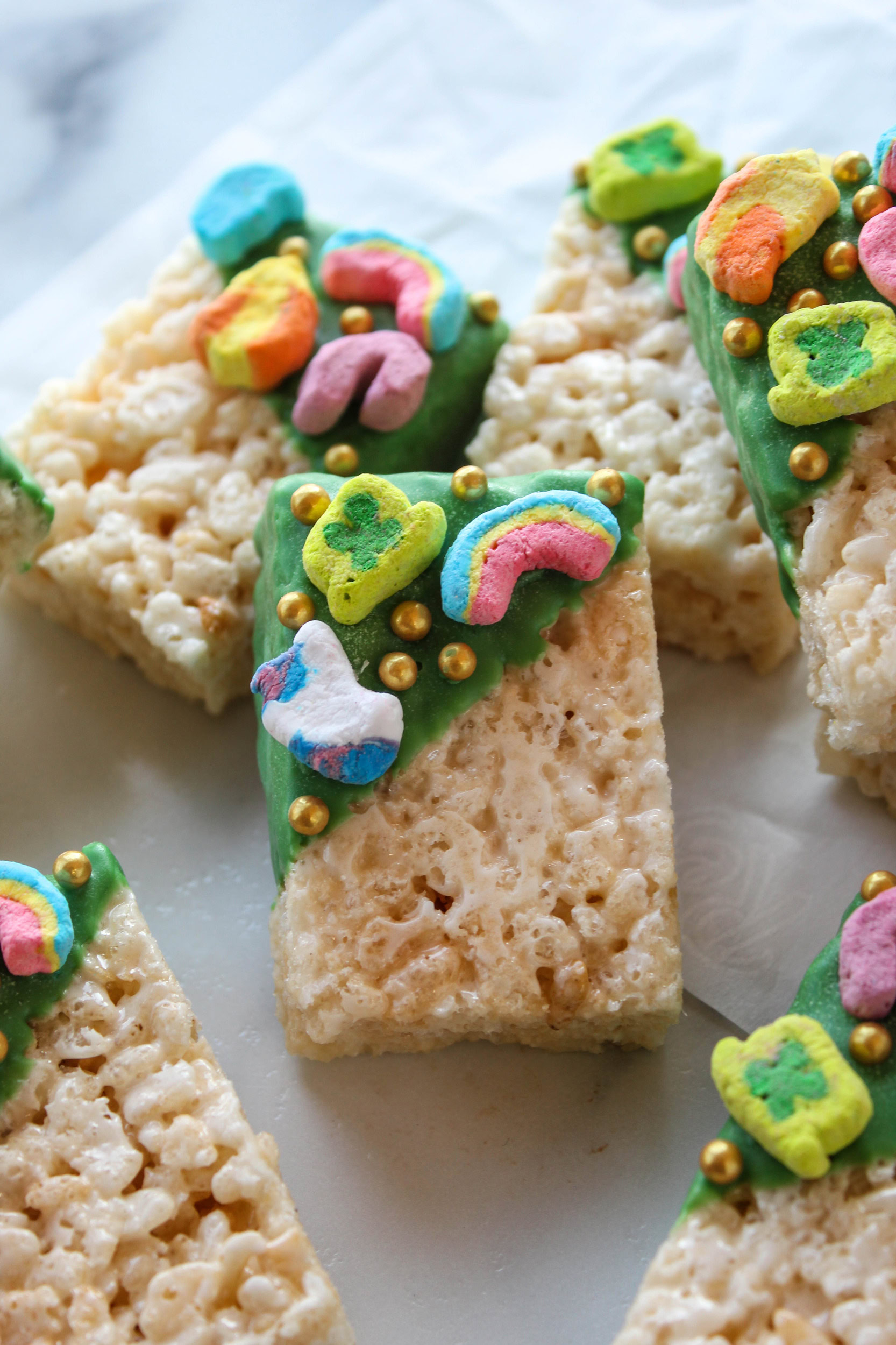 St. Patrick's Day Dipped Rice Krispie Treats