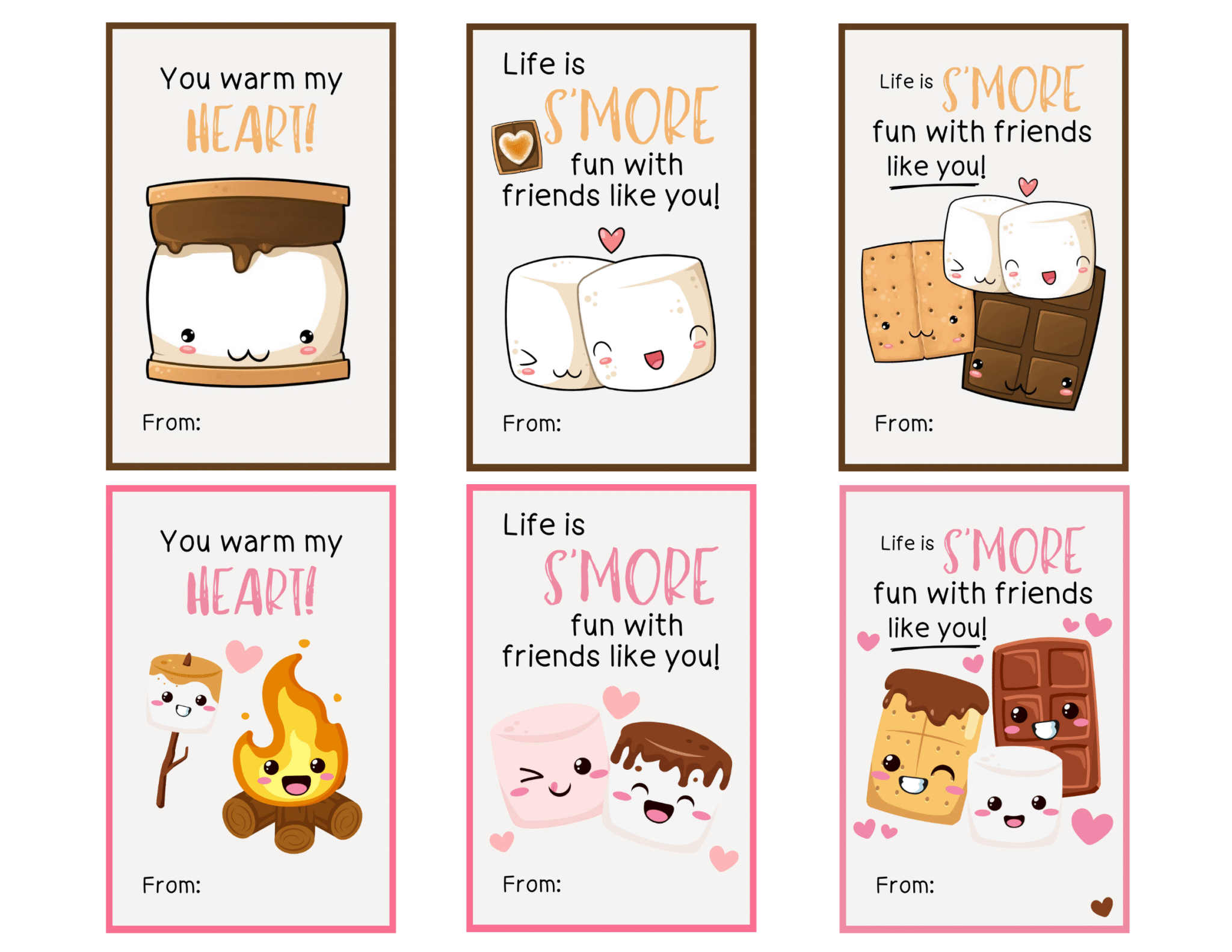 Free Printable S'mores Valentine Cards