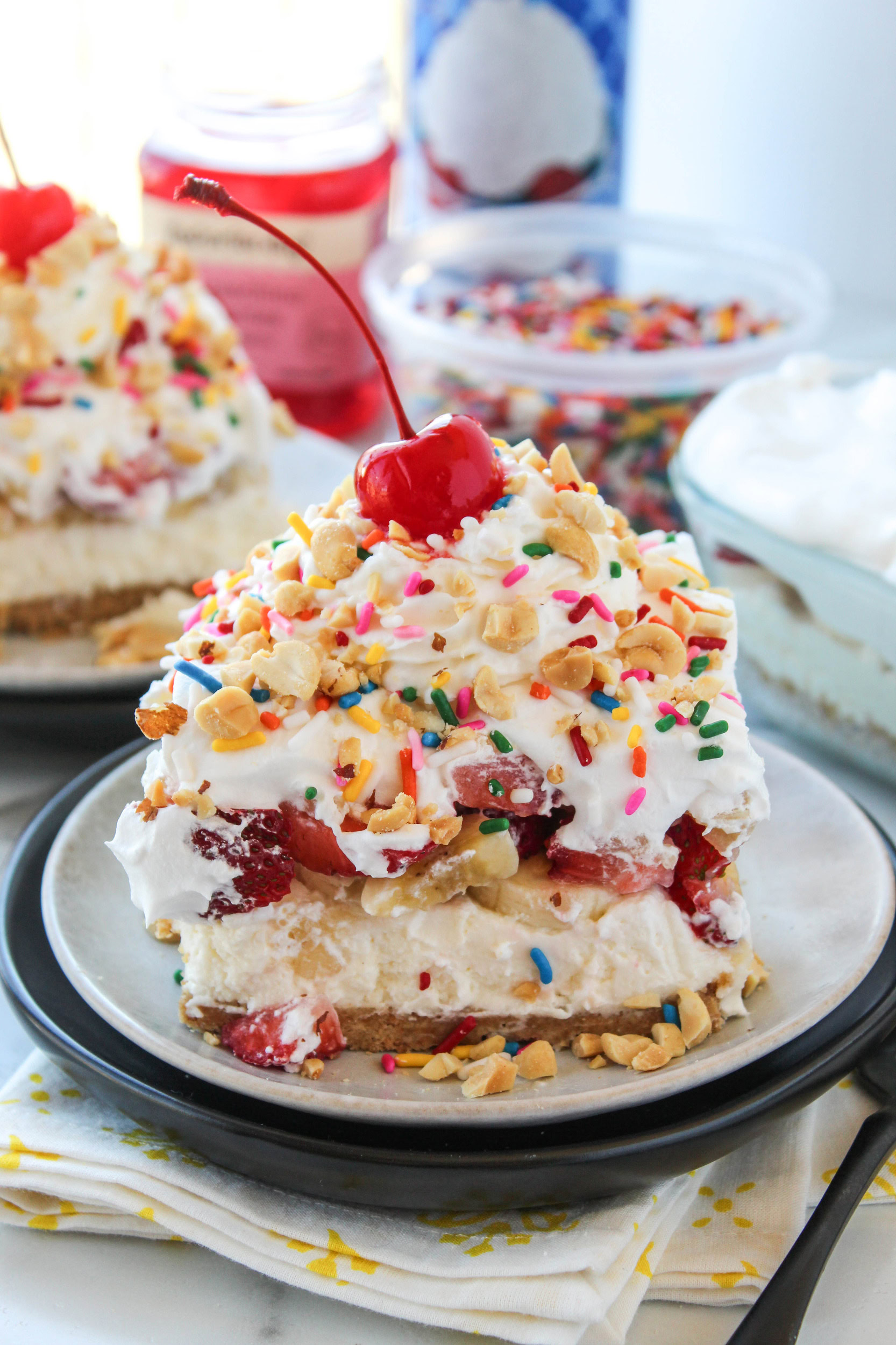 No Bake Banana Split Dessert with Cream Cheese