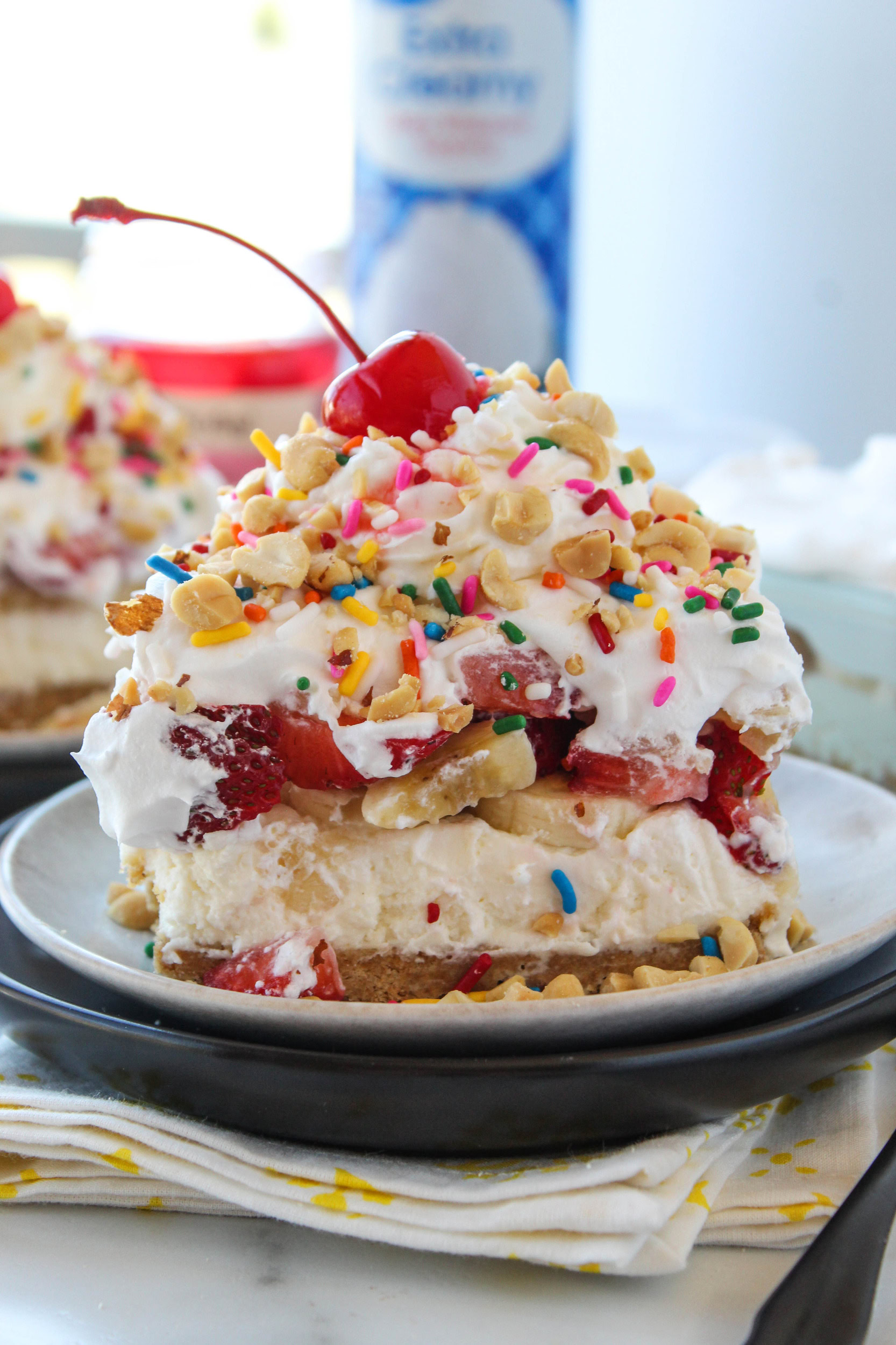 No Bake Banana Split Dessert with Cream Cheese
