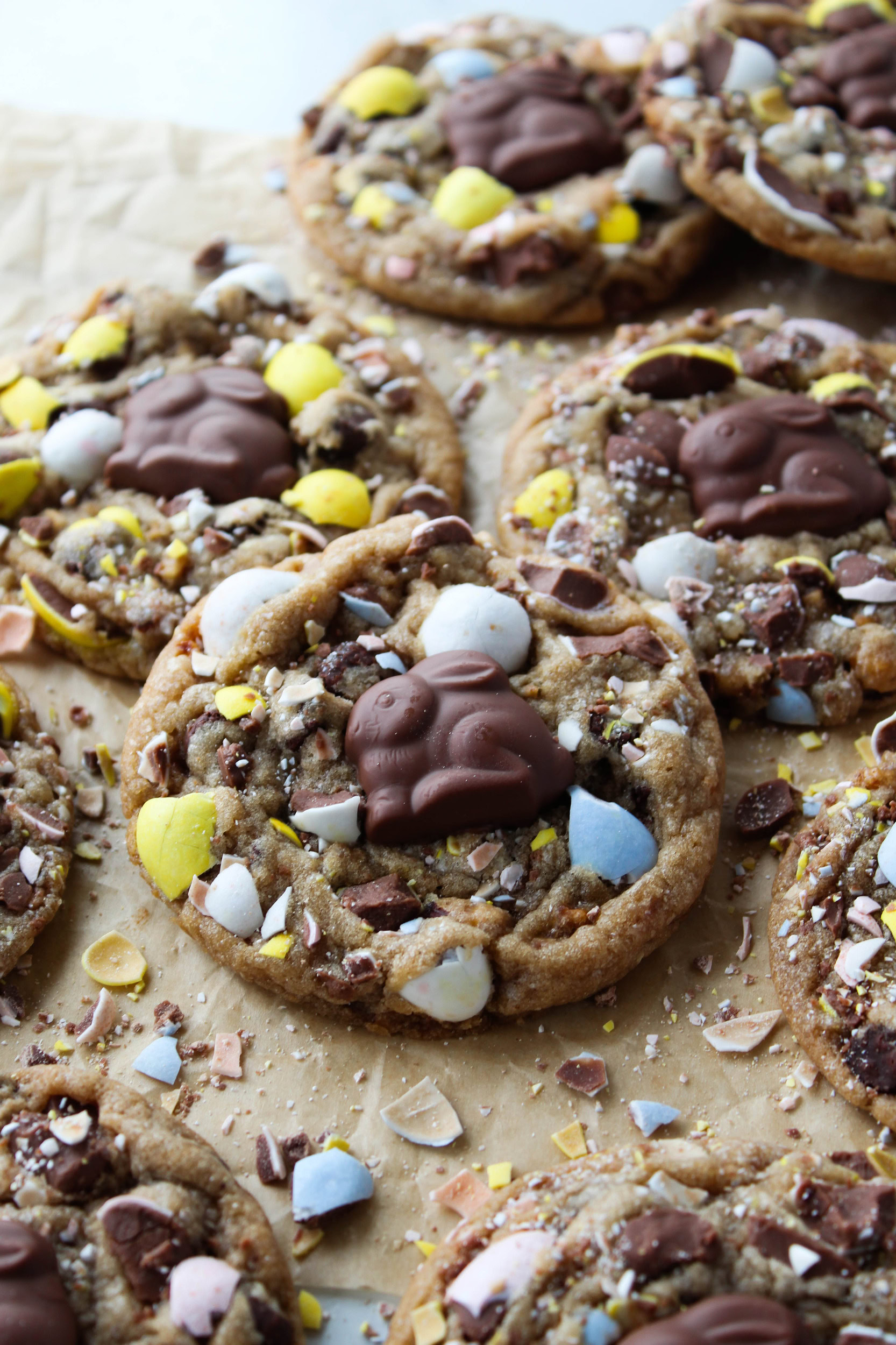 Semi‑homemade Cadbury egg cookies.