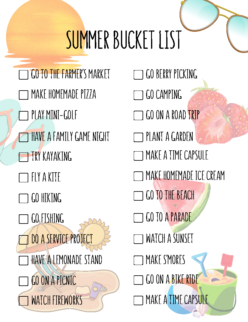 Free Printable Summer Bucket List Ideas