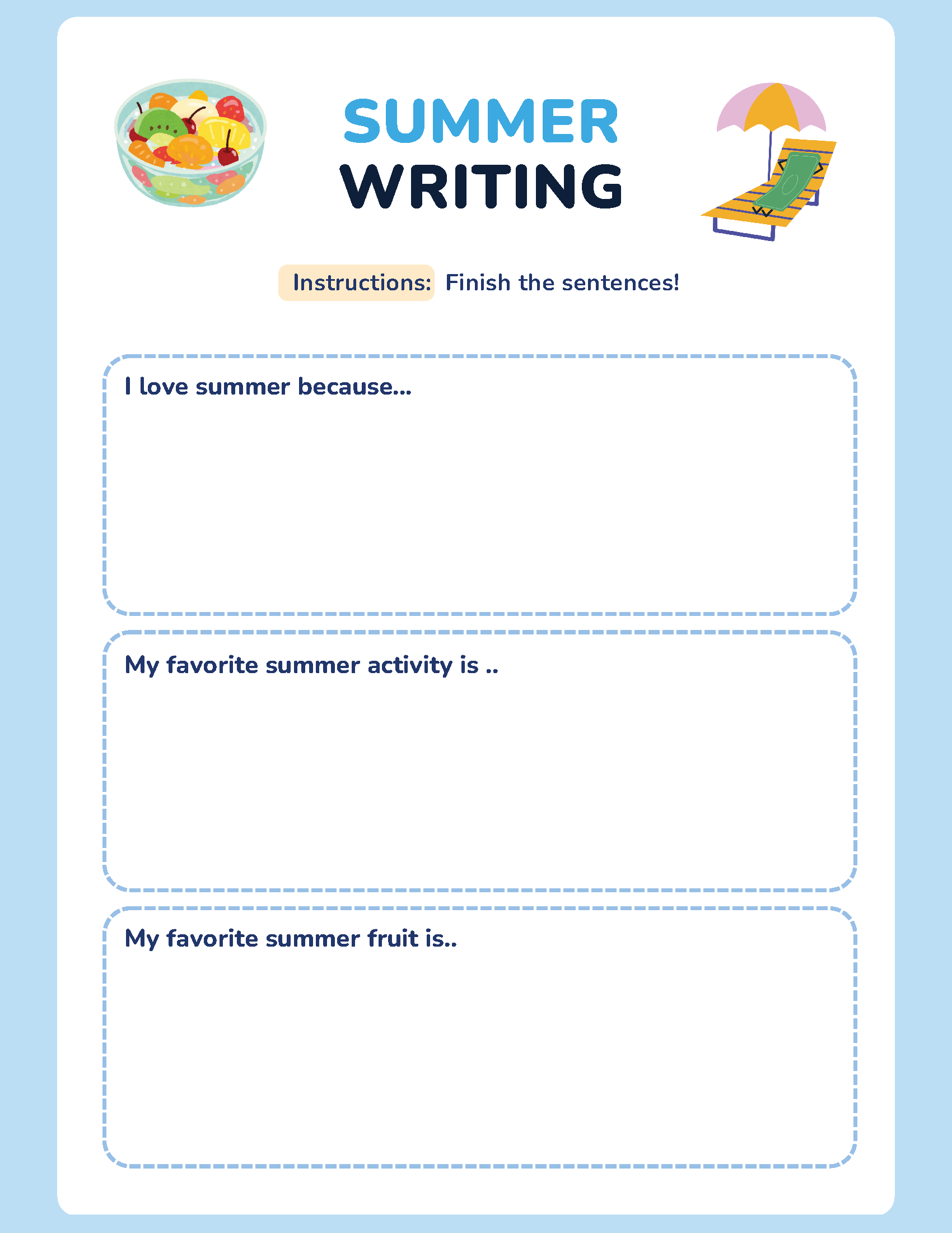 Free Printable Summer Activity Sheets