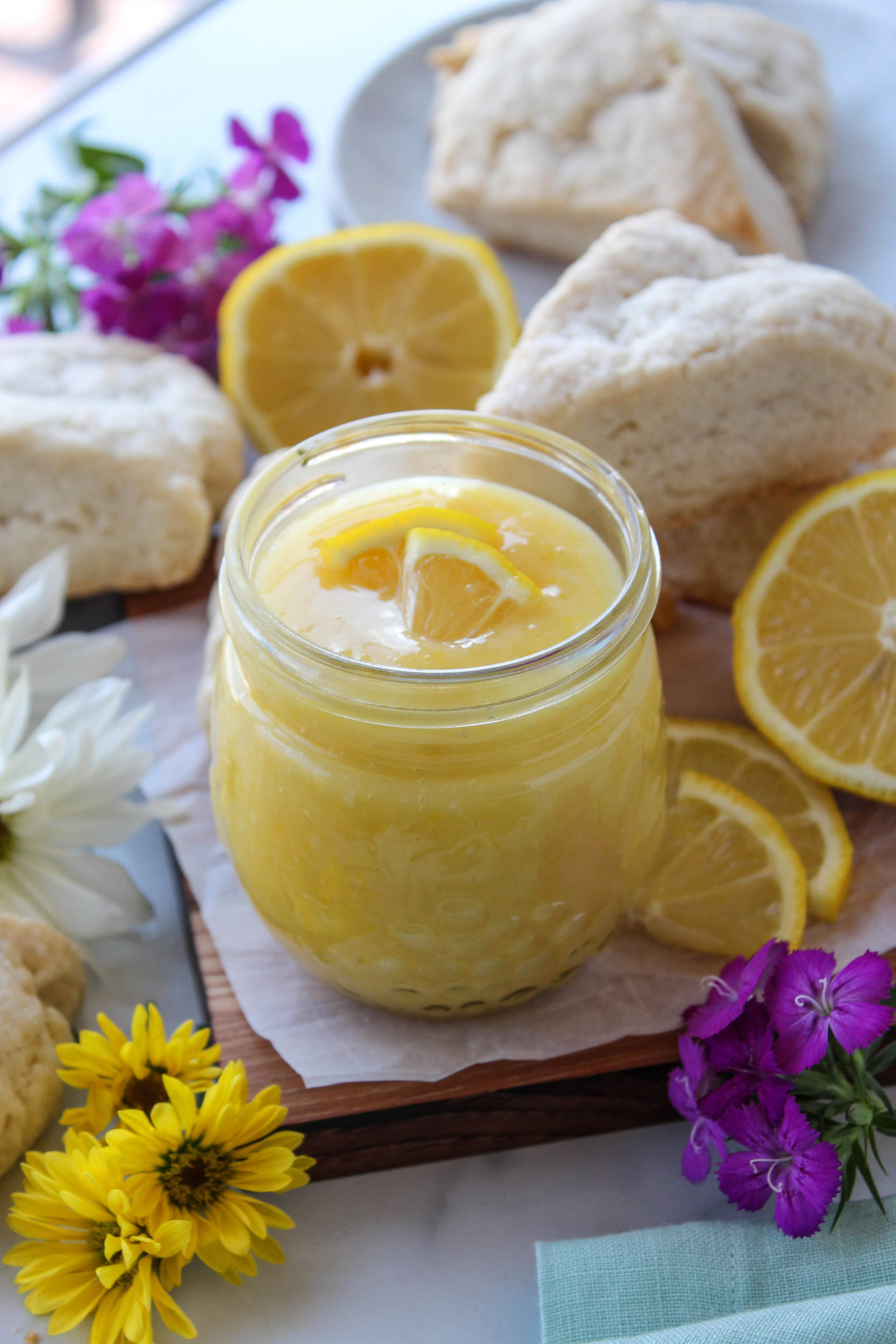 Close-up of creamy lemon curd showing thick and smooth texture