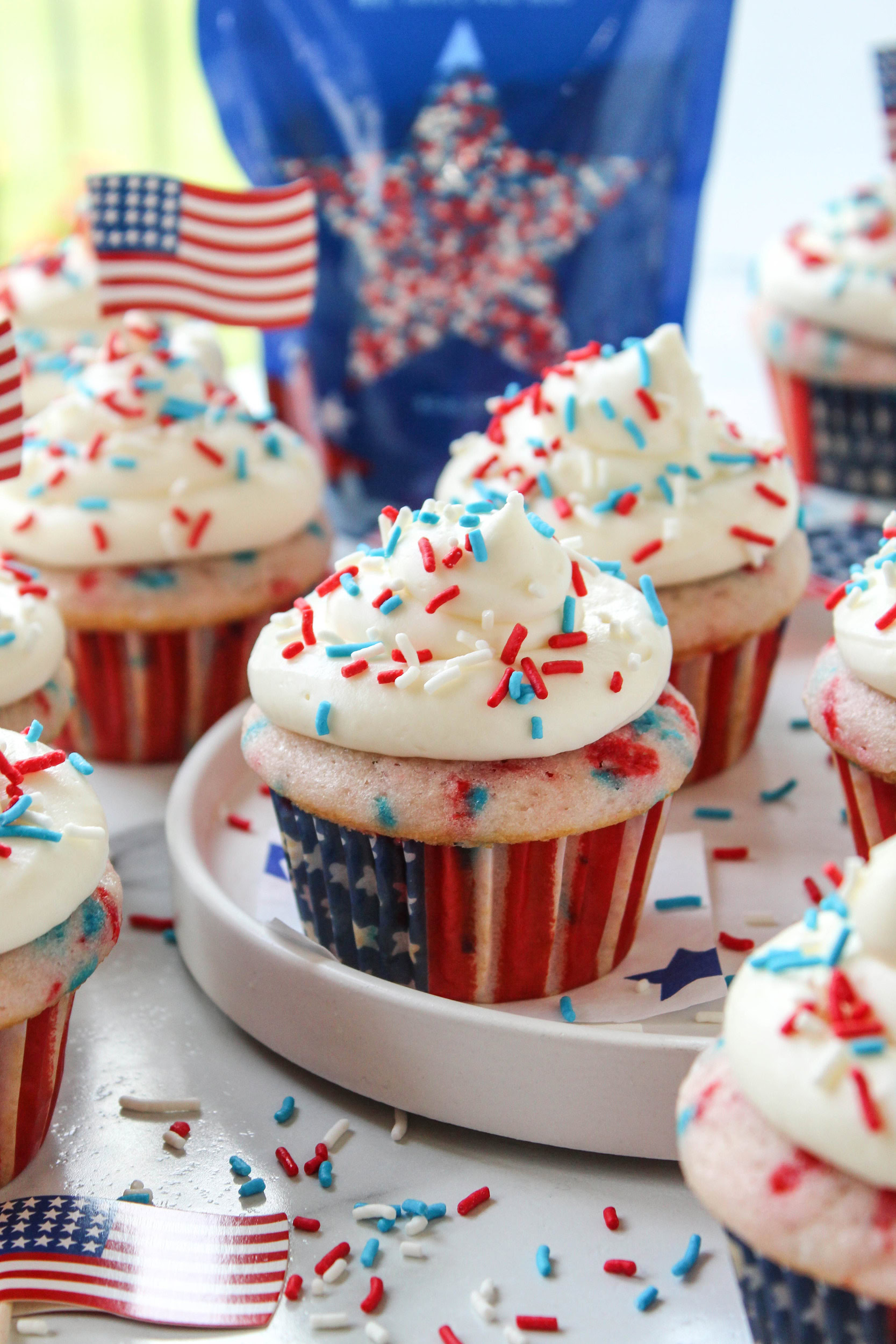 Patriotic cupcakes ready for summer celebrations and Independence Day festivities