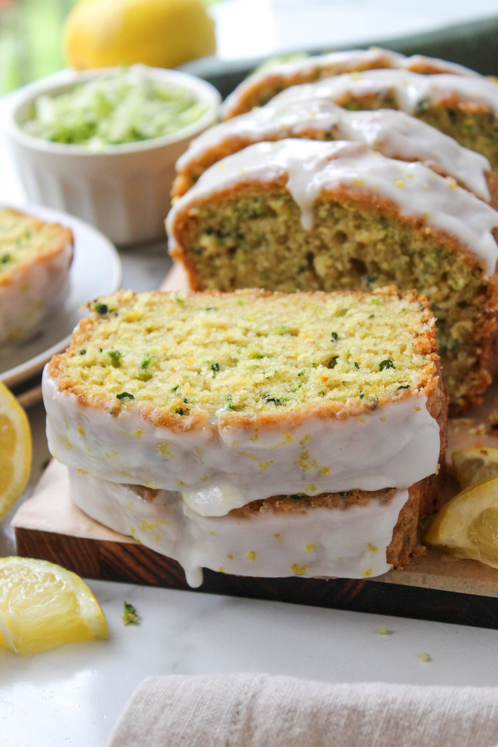 Easy homemade lemon zucchini bread with sweet citrus glaze and fresh lemon flavor