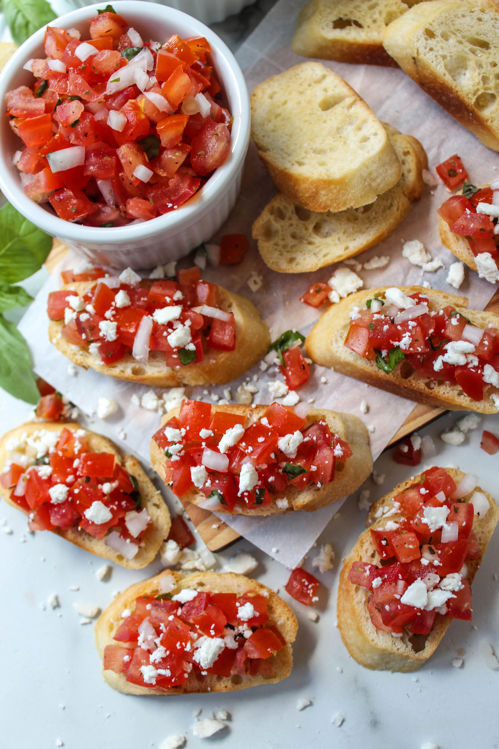 classic Italian bruschetta with tomatoes and basil
