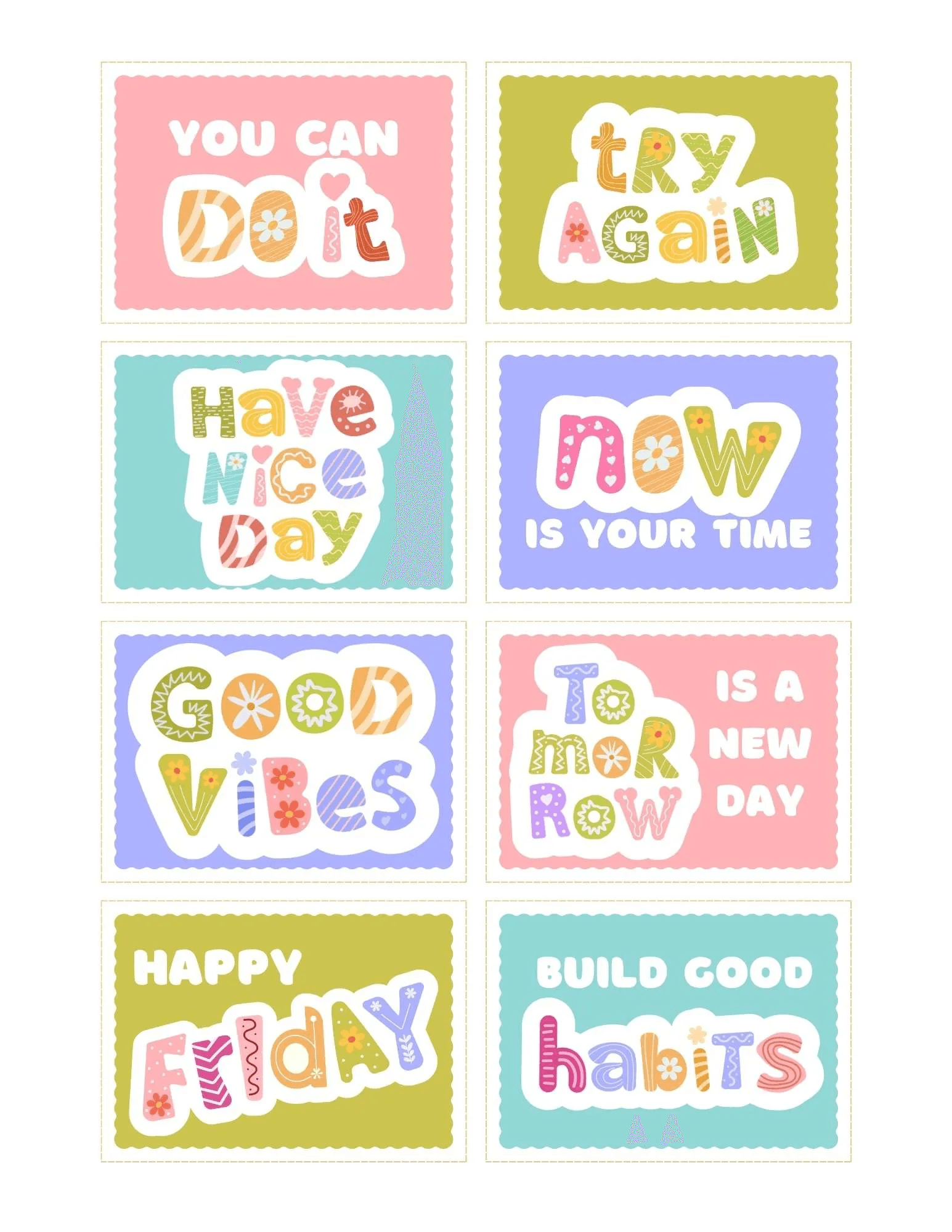 Printable lunchbox notes designed to surprise and encourage children during the school day