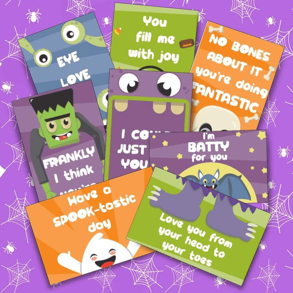 Printable encouragement cards for school lunches with kid-friendly designs