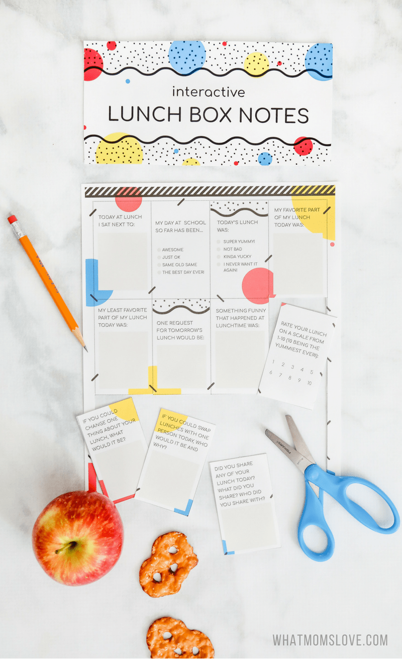 Printable lunch notes for boys and girls with inspiring messages and fun artwork