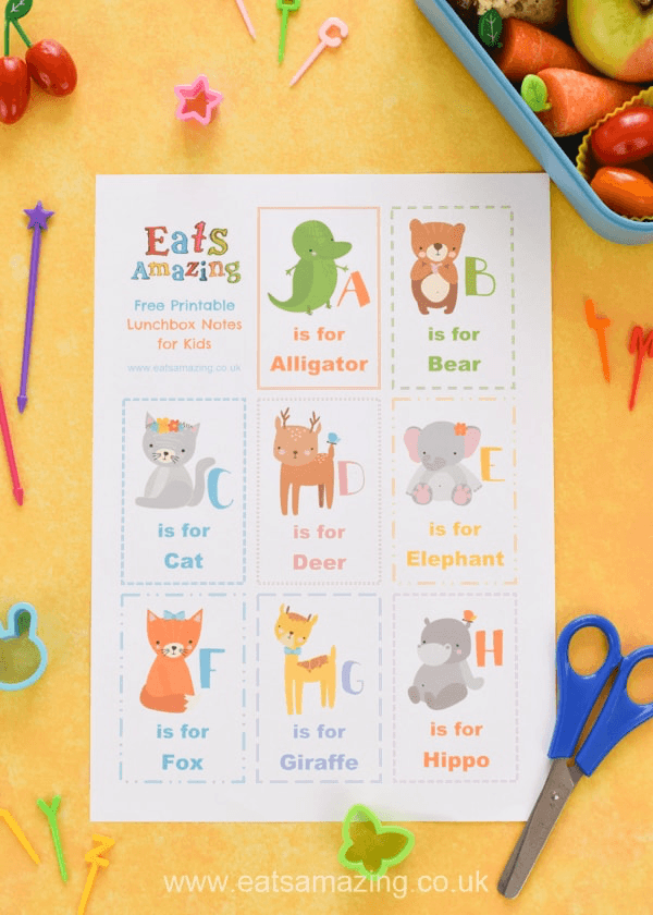 Lunchbox love notes printable with cheerful messages to brighten a child's day