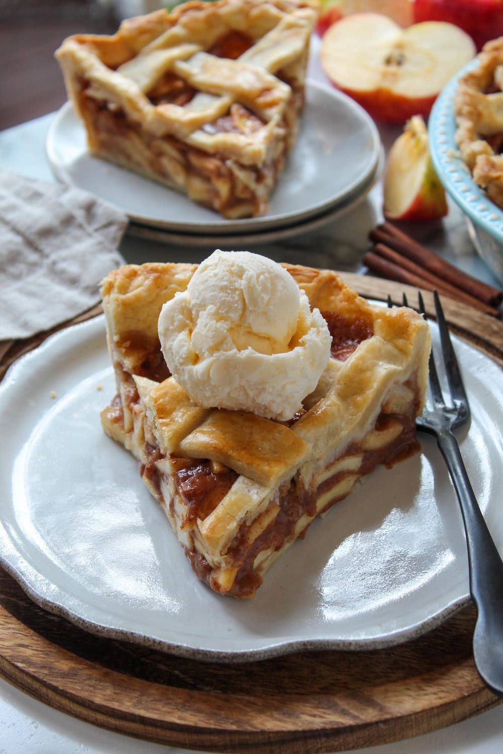 Classic apple pie fresh from the oven