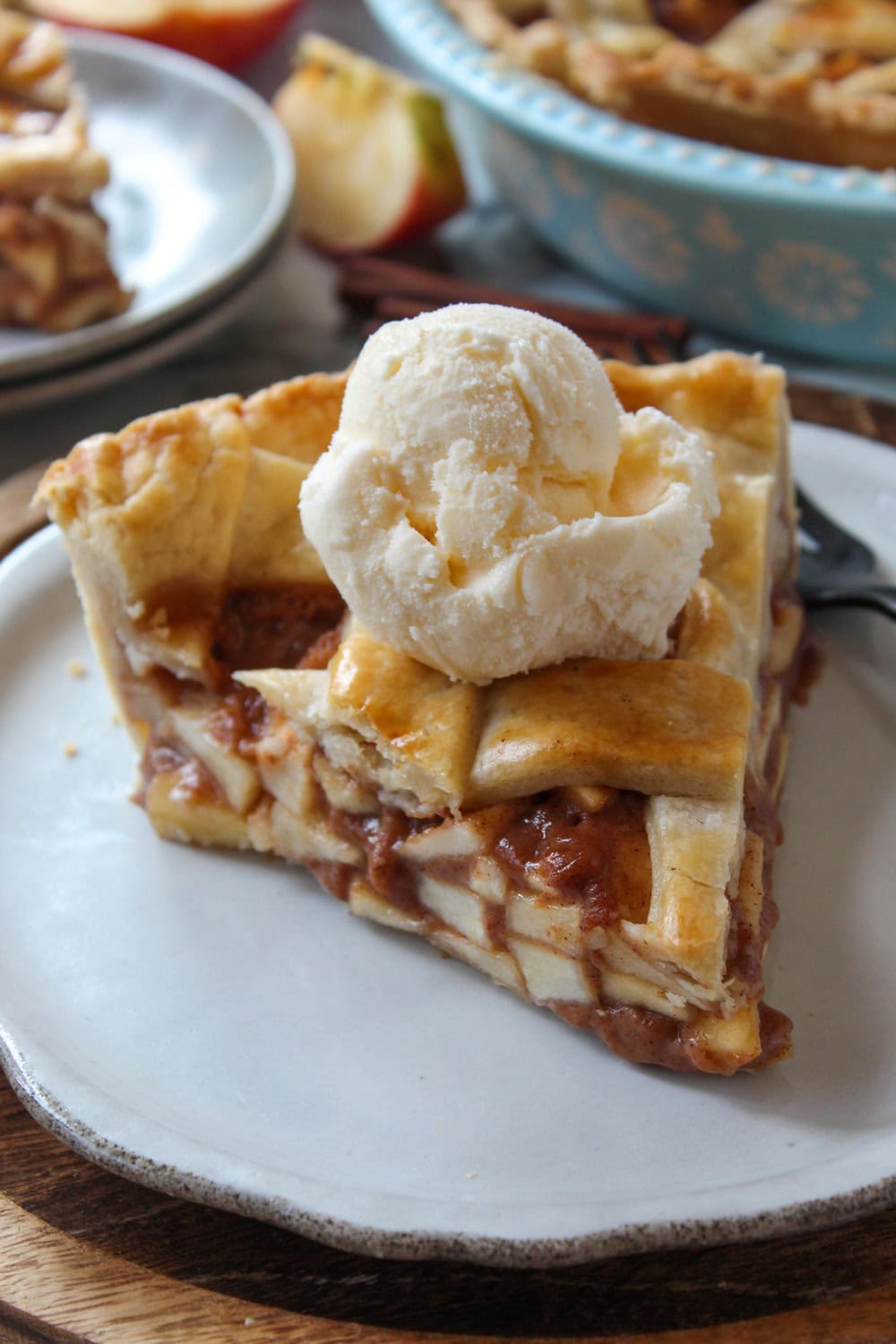 Traditional apple pie with a buttery lattice crust