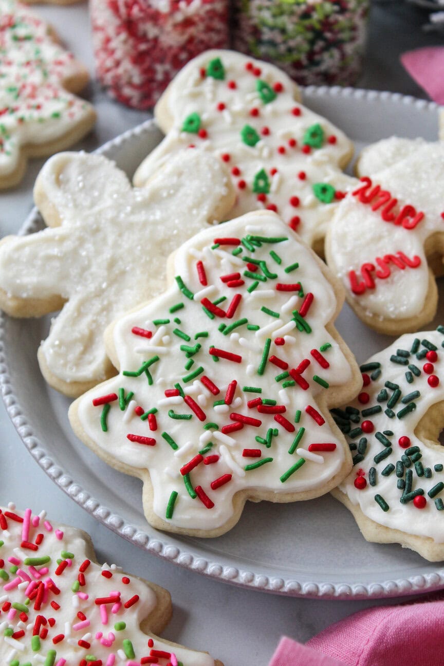 Festive Christmas cutout sugar cookies for the holidays