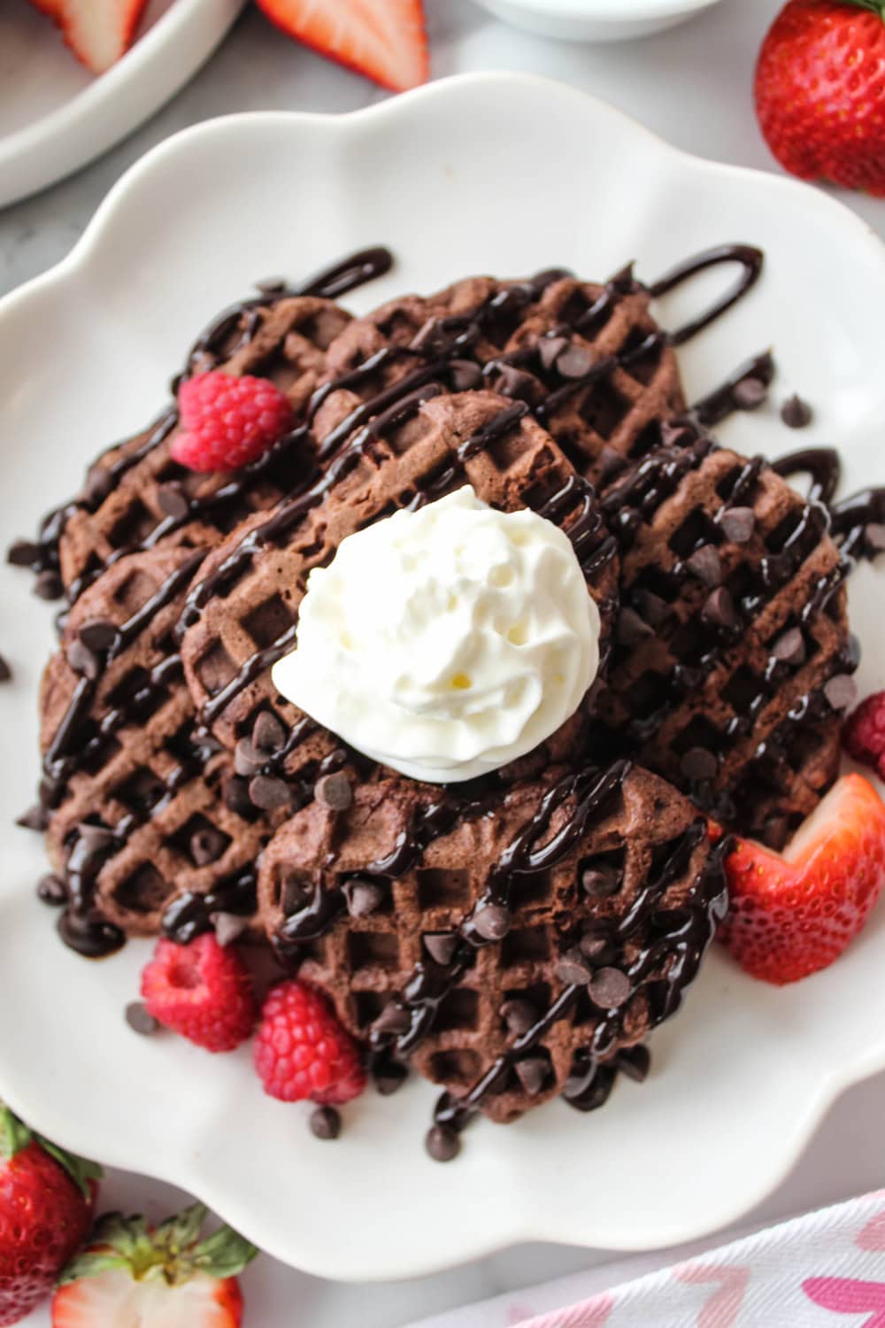 Easy Heart Shaped Chocolate Valentine Waffles