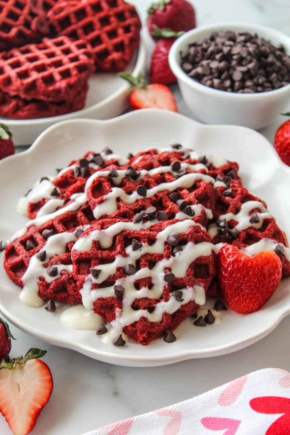 Easy Heart Shaped Red Velvet Valentine Waffles