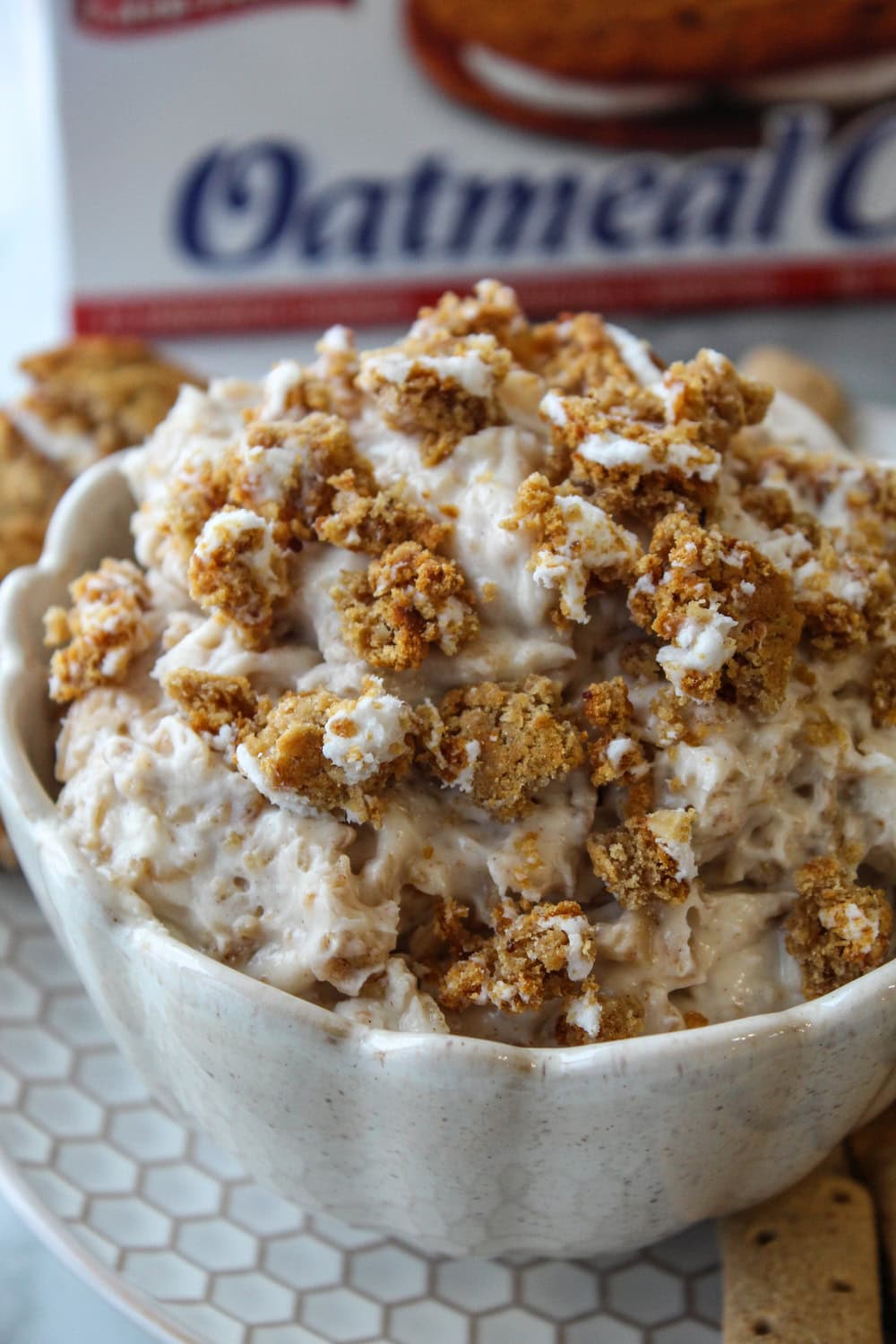 Sweet dessert dip inspired by Little Debbie Oatmeal Cream Pies