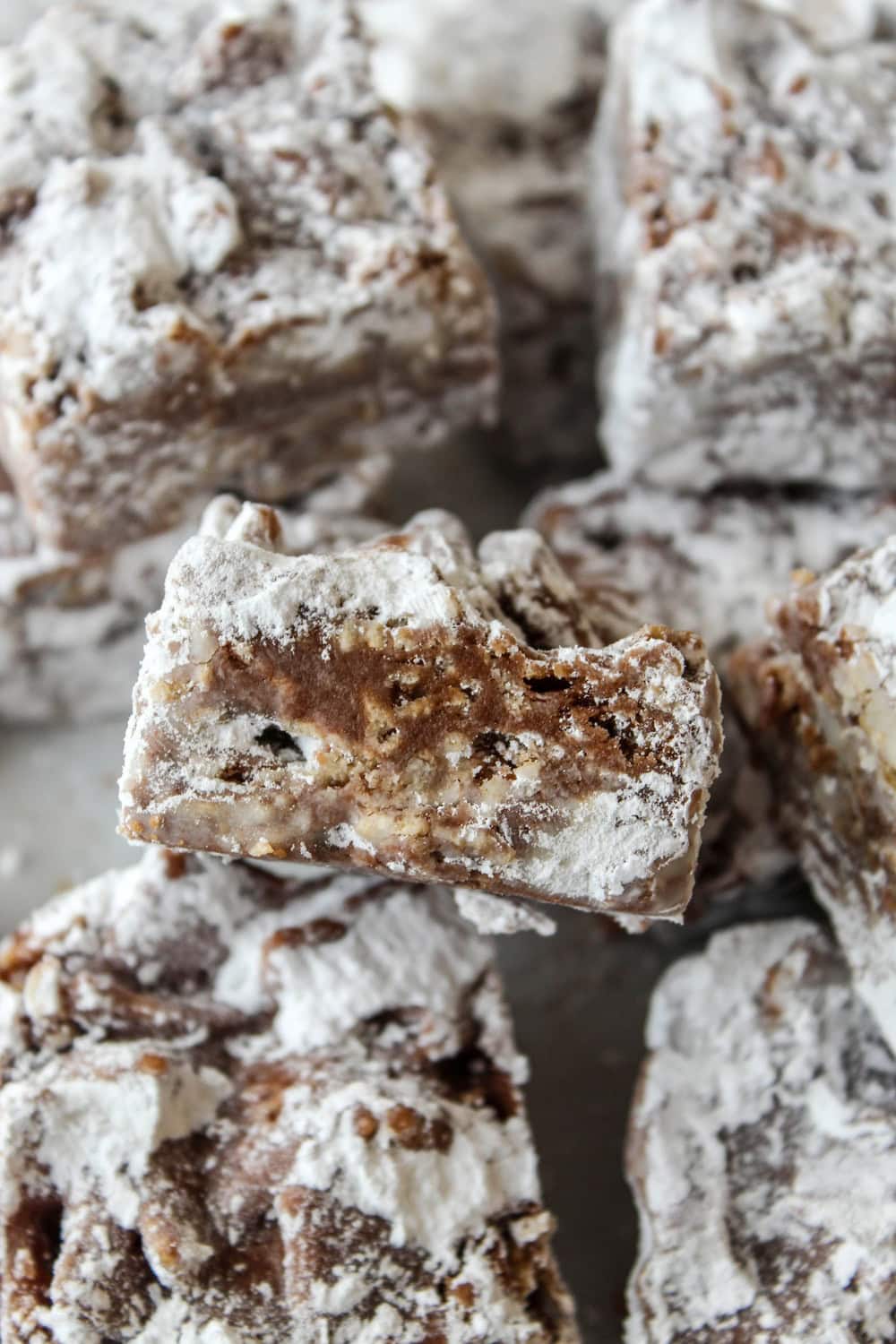 Homemade puppy chow bars stacked