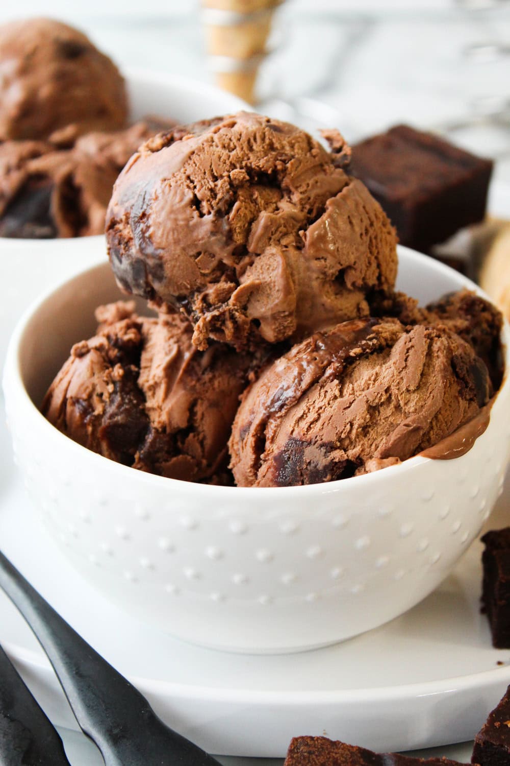 No Churn Chocolate Fudge Brownie Ice Cream