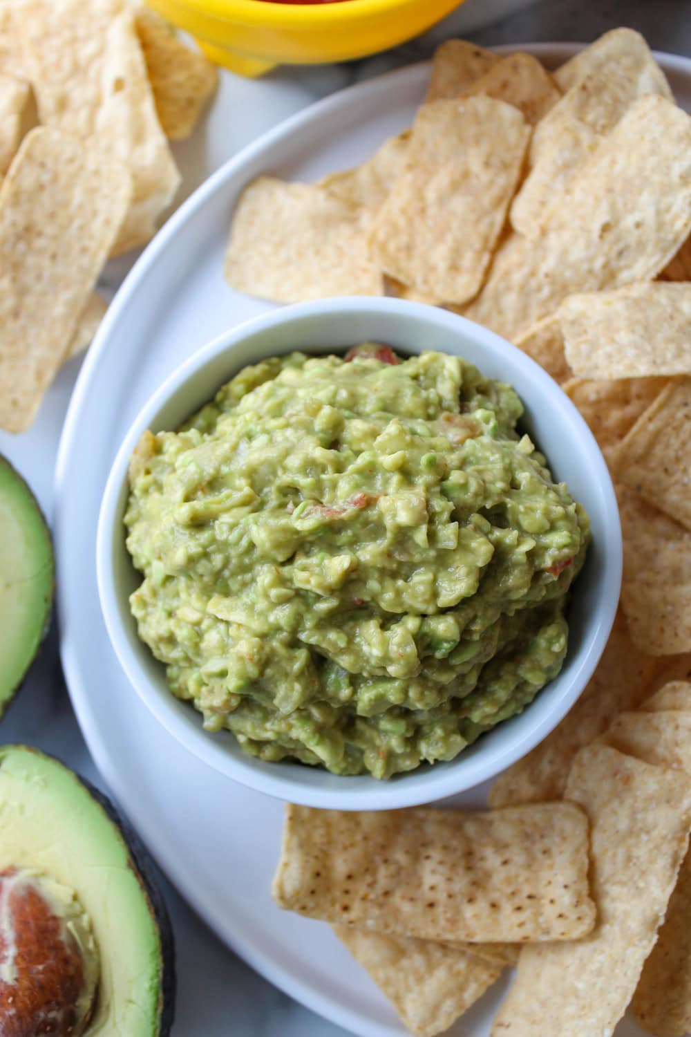 Bowl of homemade guacamole