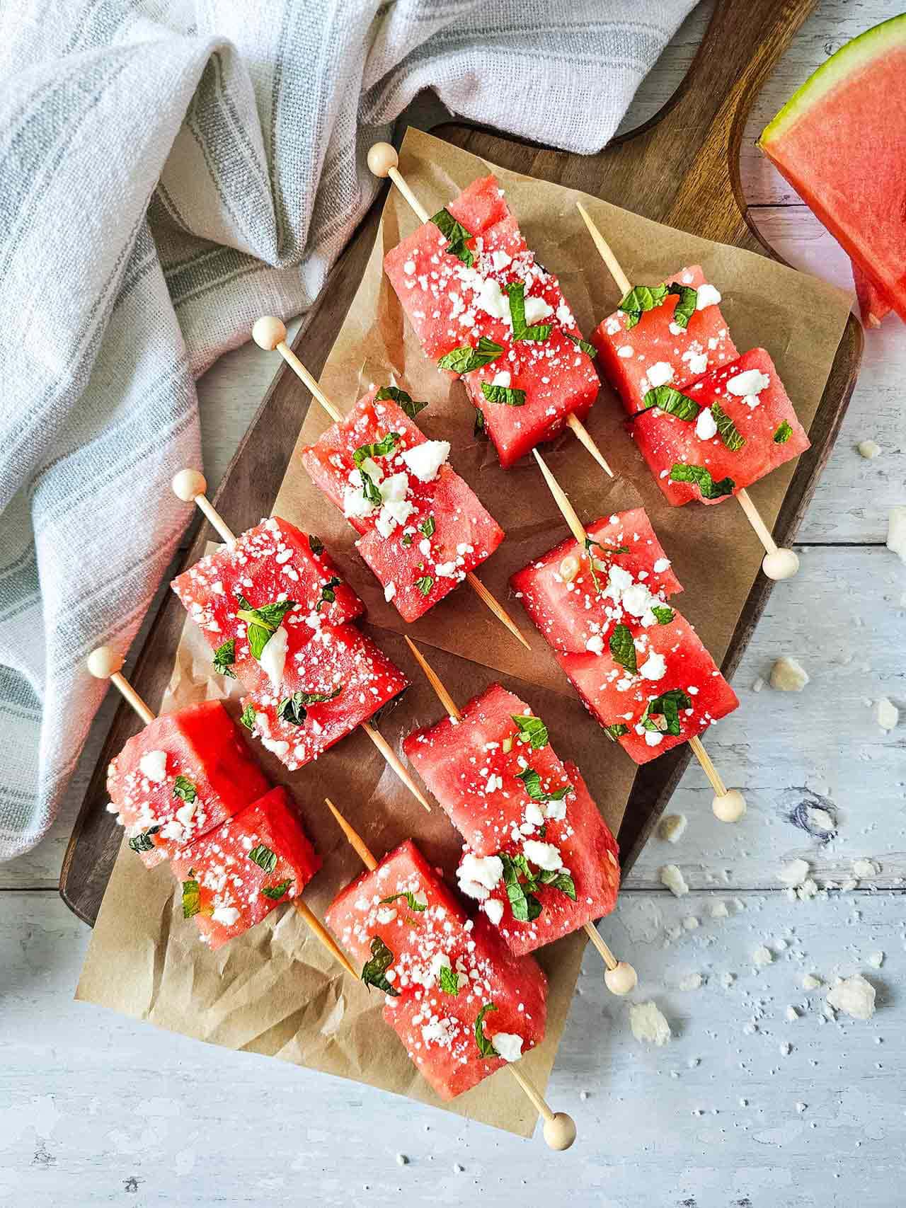 Watermelon Skewers With Feta